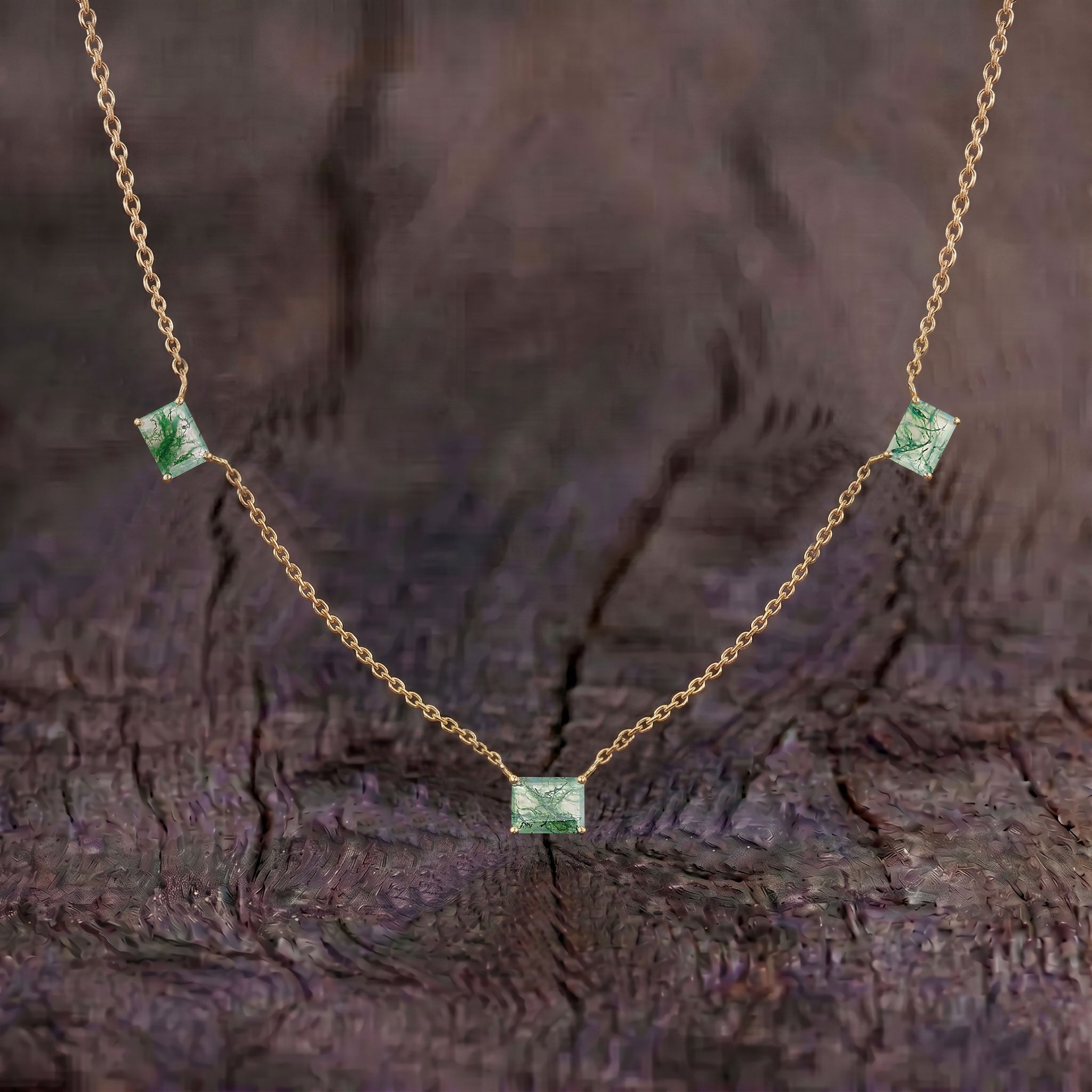 Minimalist Moss Agate layering necklace for women.
