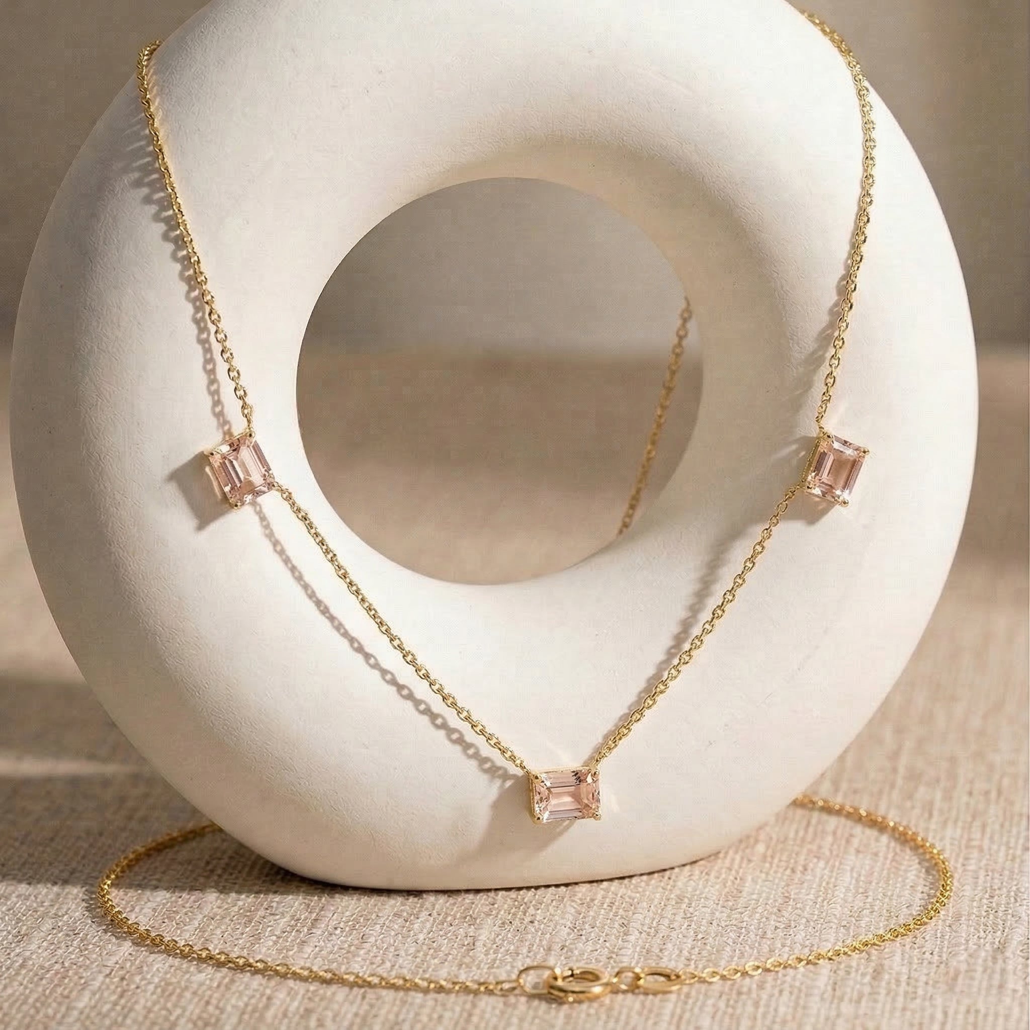 Fine jewelry Morganite necklace designed for layering and everyday elegance.
