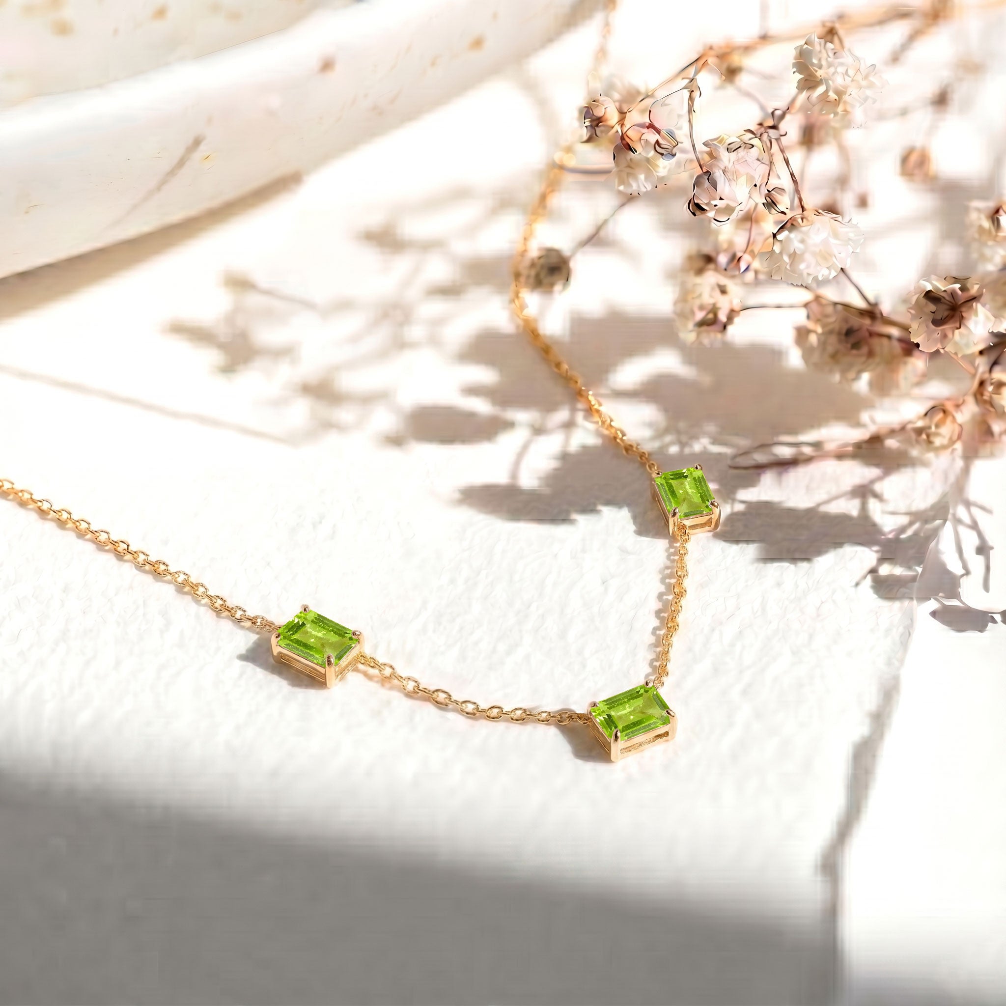 August birthstone Peridot necklace for women
