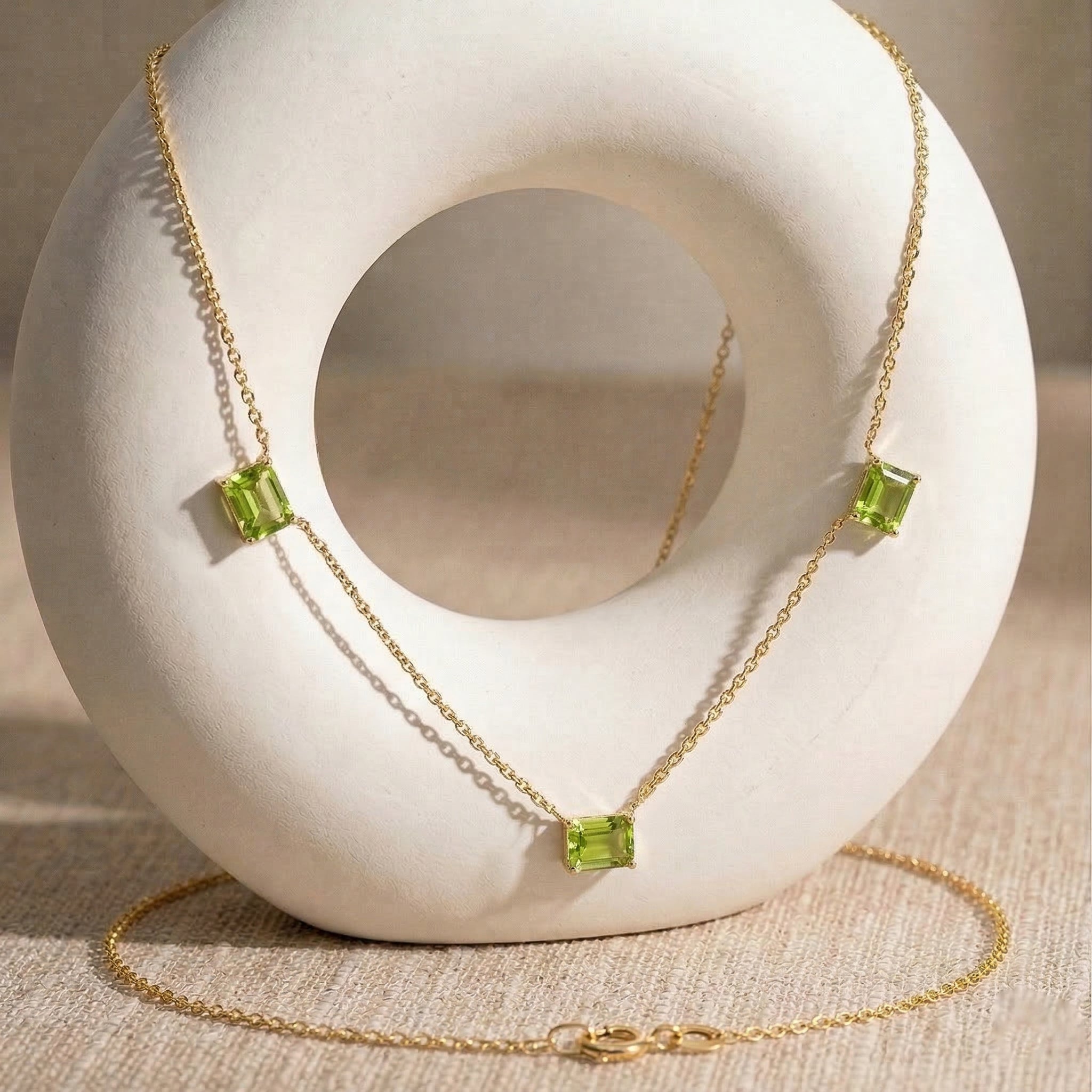 Rose gold filled Peridot station necklace
