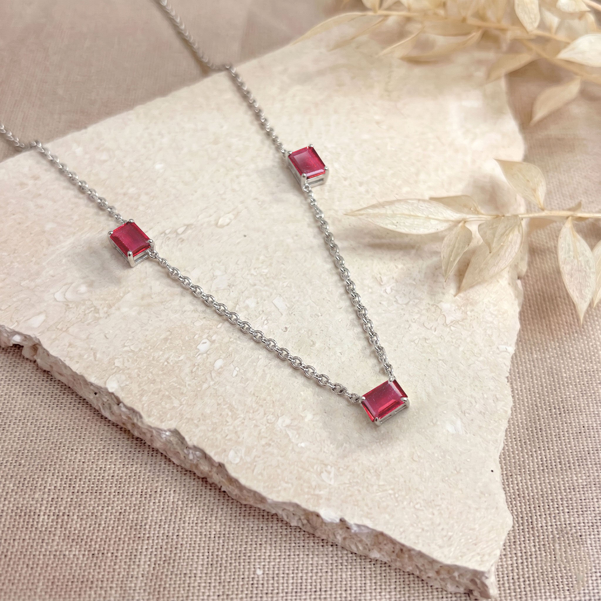 Dainty Pink Tourmaline station necklace jewelry
