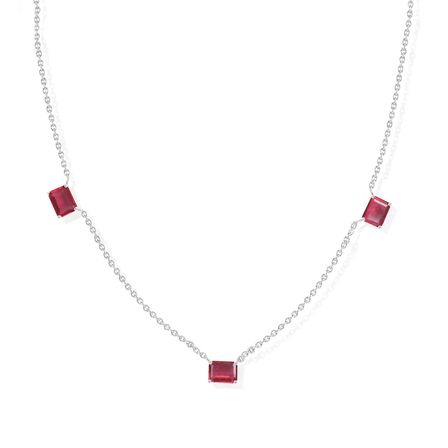 "AAA Pink Tourmaline three stone octagon necklace
