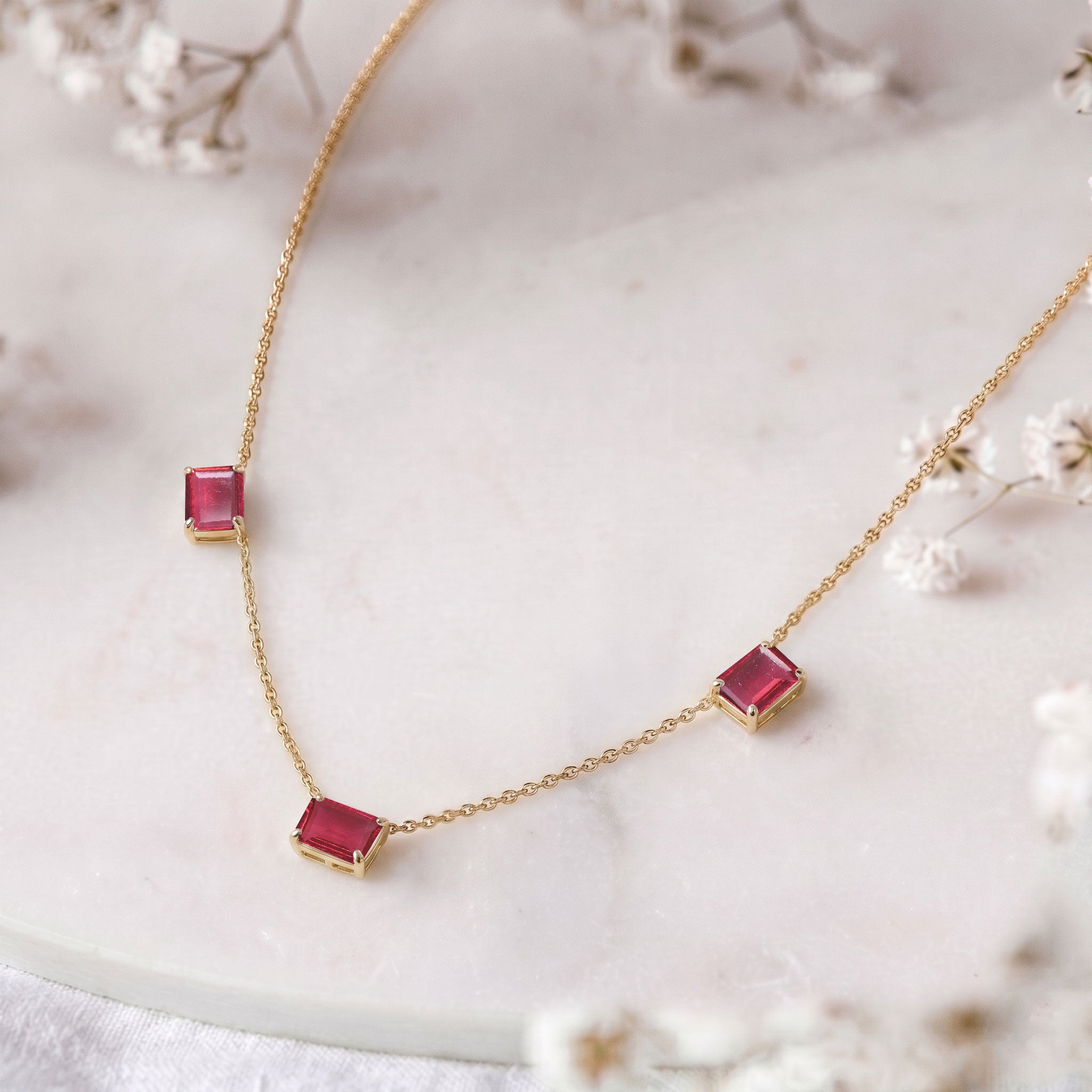 Minimalist pink gemstone layering necklace
