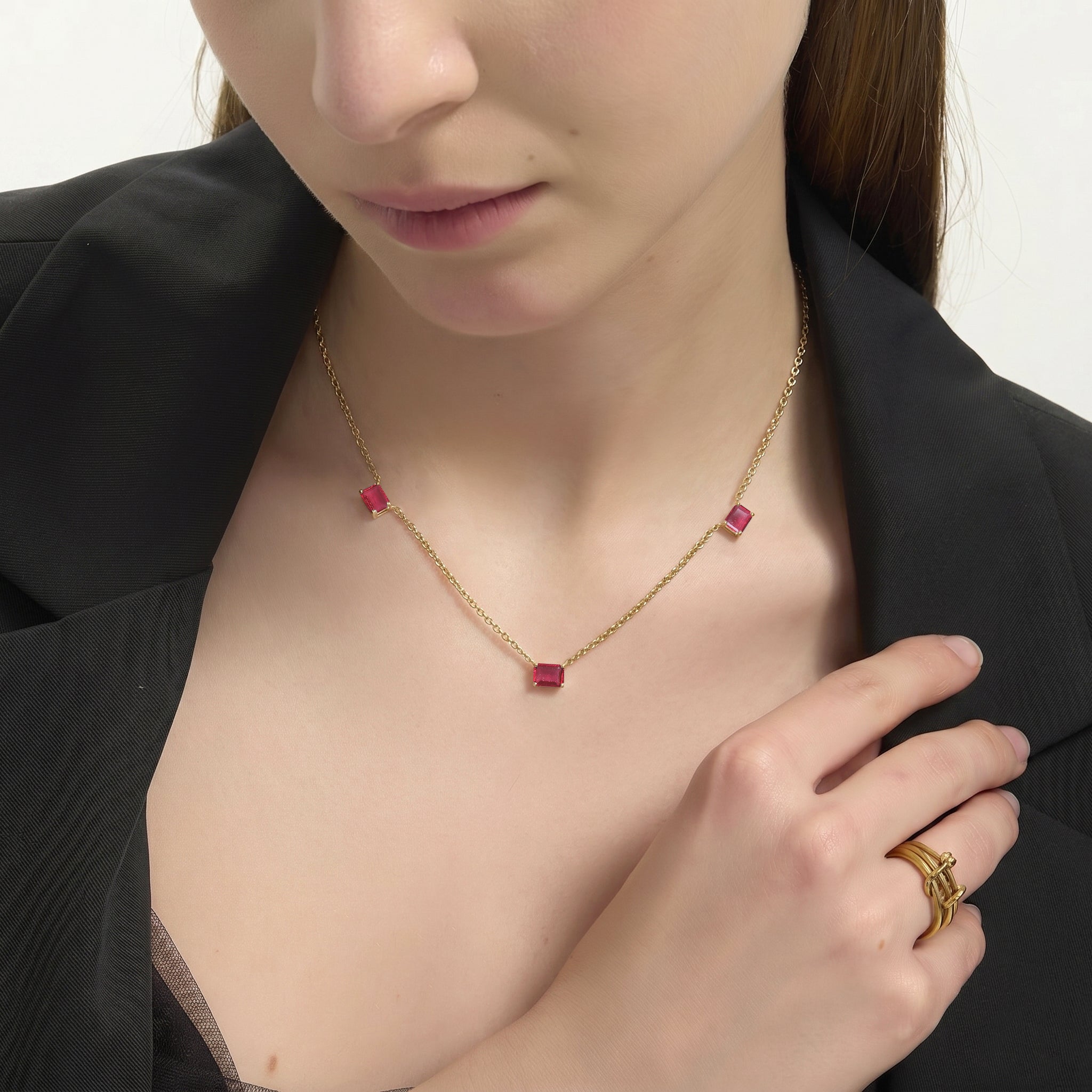 925 sterling silver Pink Tourmaline necklace
