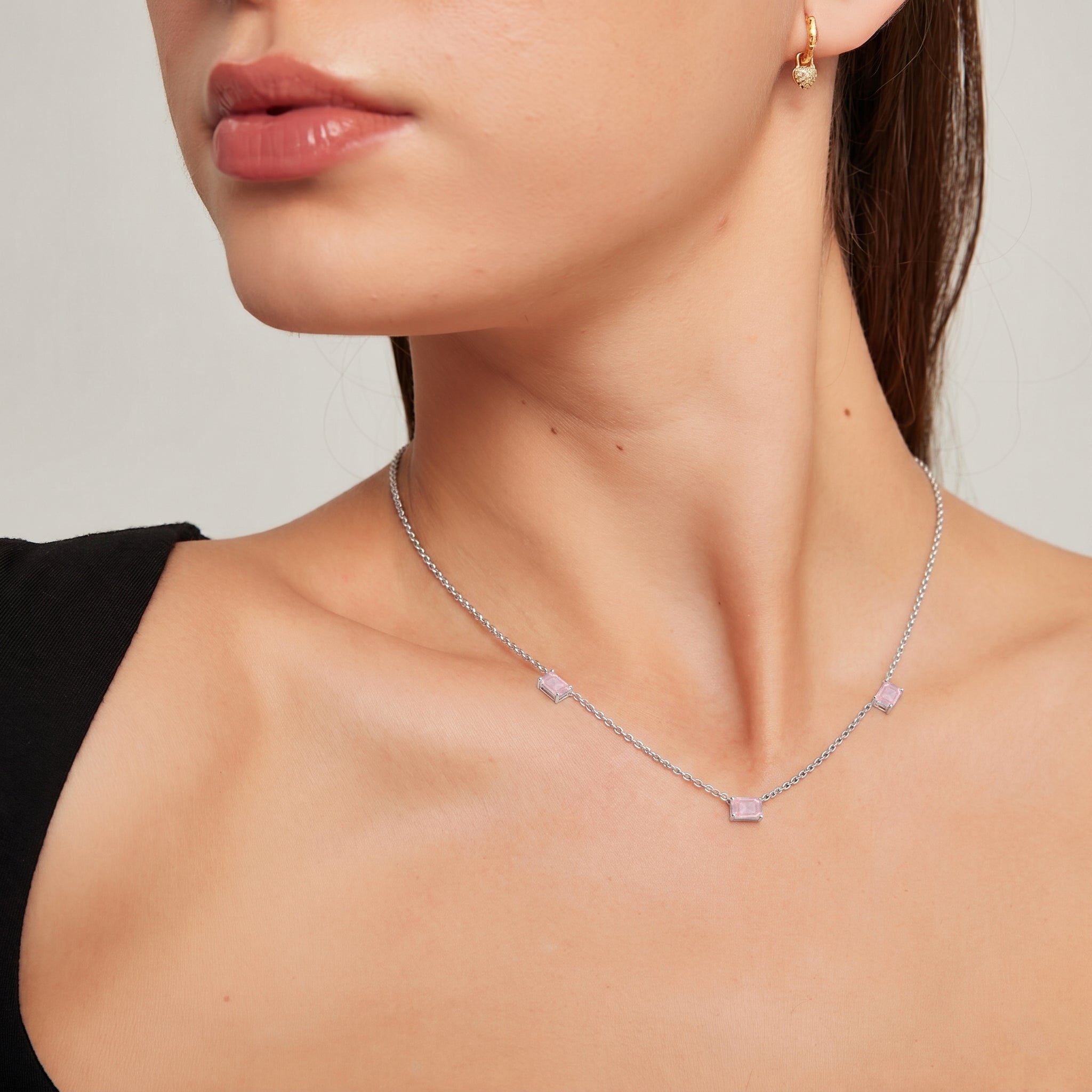 925 sterling silver Rose Quartz necklace
