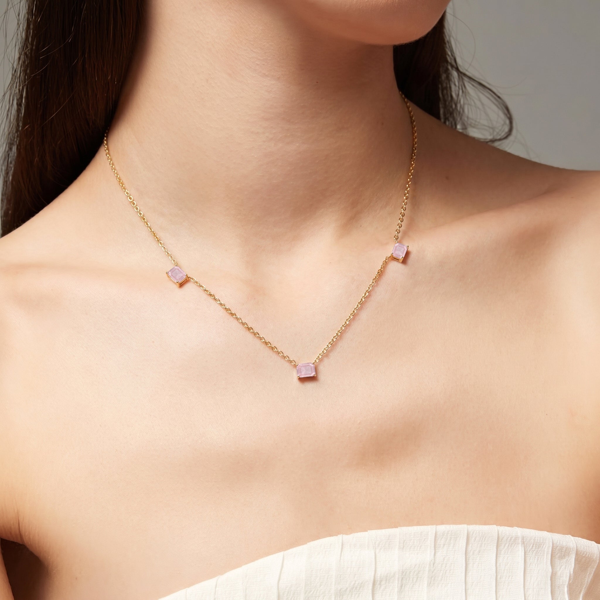 Elegant pink gemstone necklace gift for her
