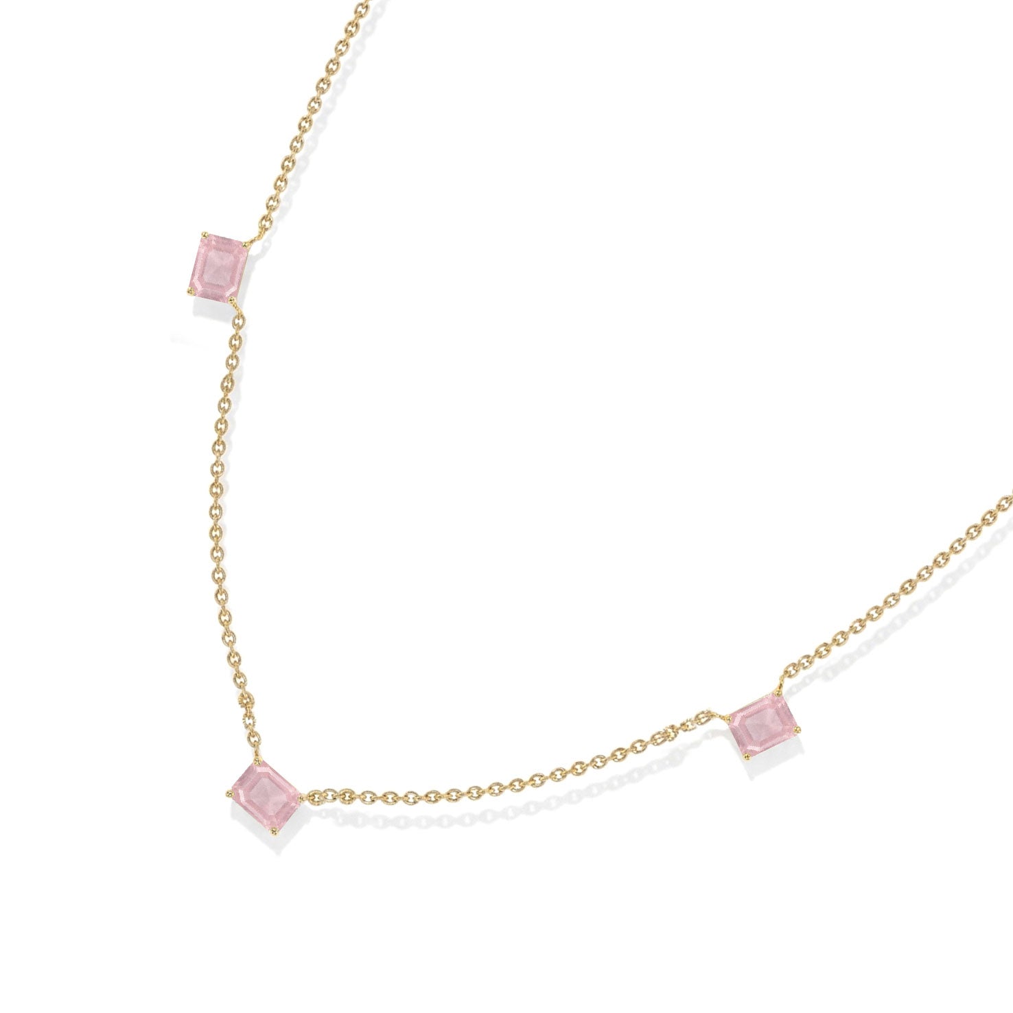 Adjustable Rose Quartz necklace with extender chain
