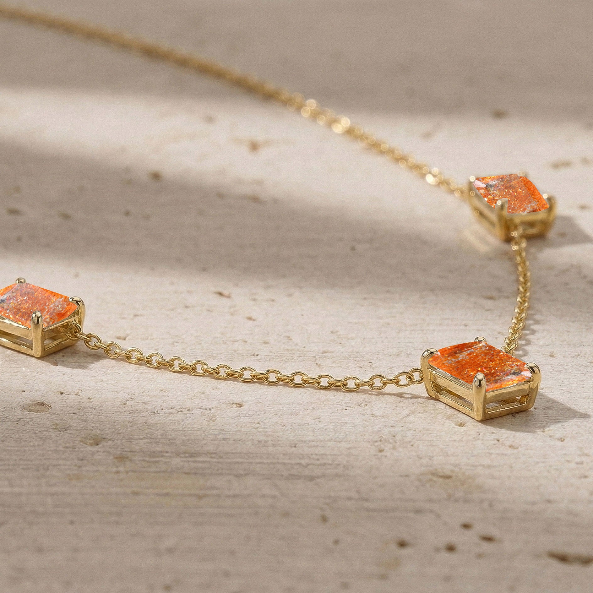 925 sterling silver Sunstone gemstone necklace
