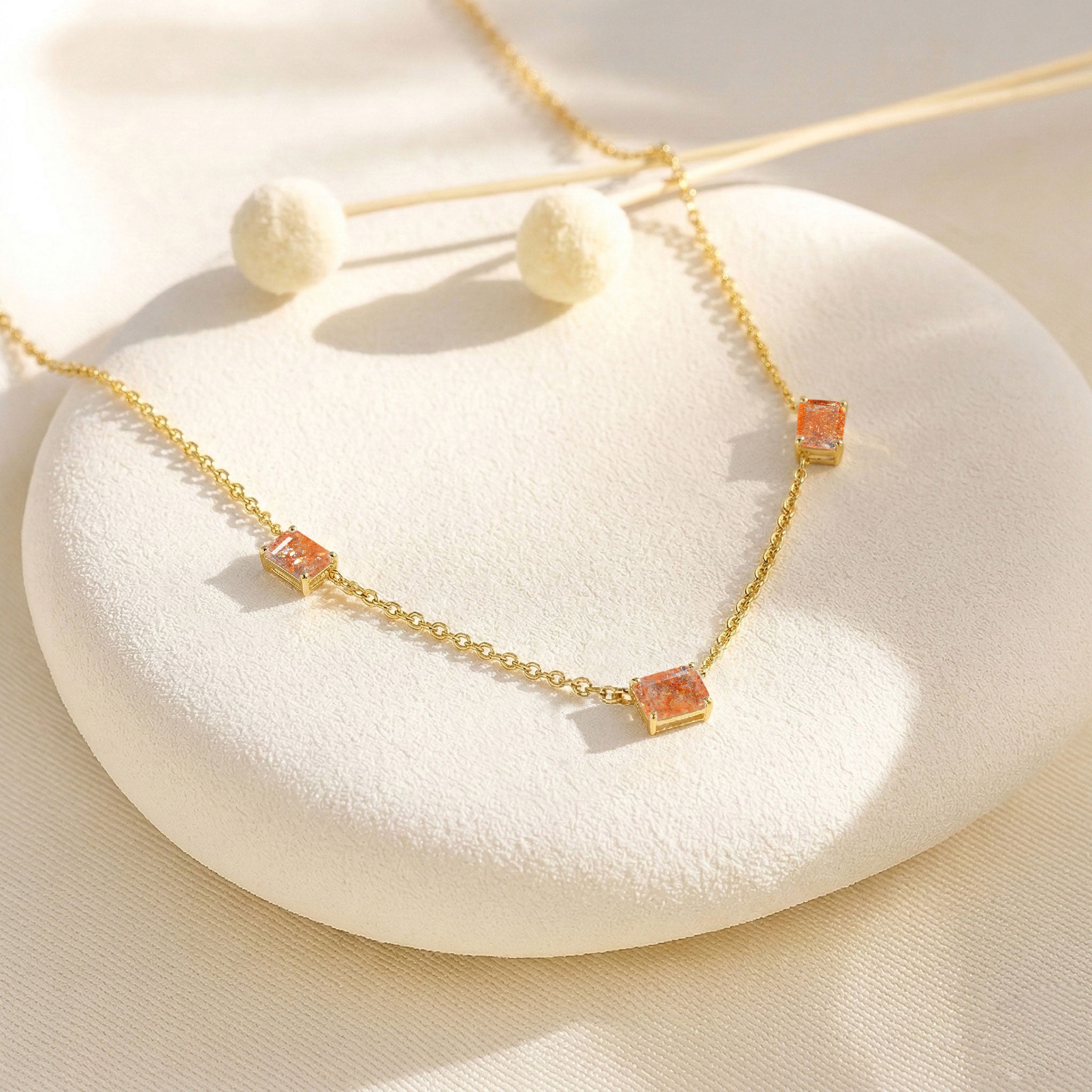 Dainty Sunstone station necklace jewelry for women
