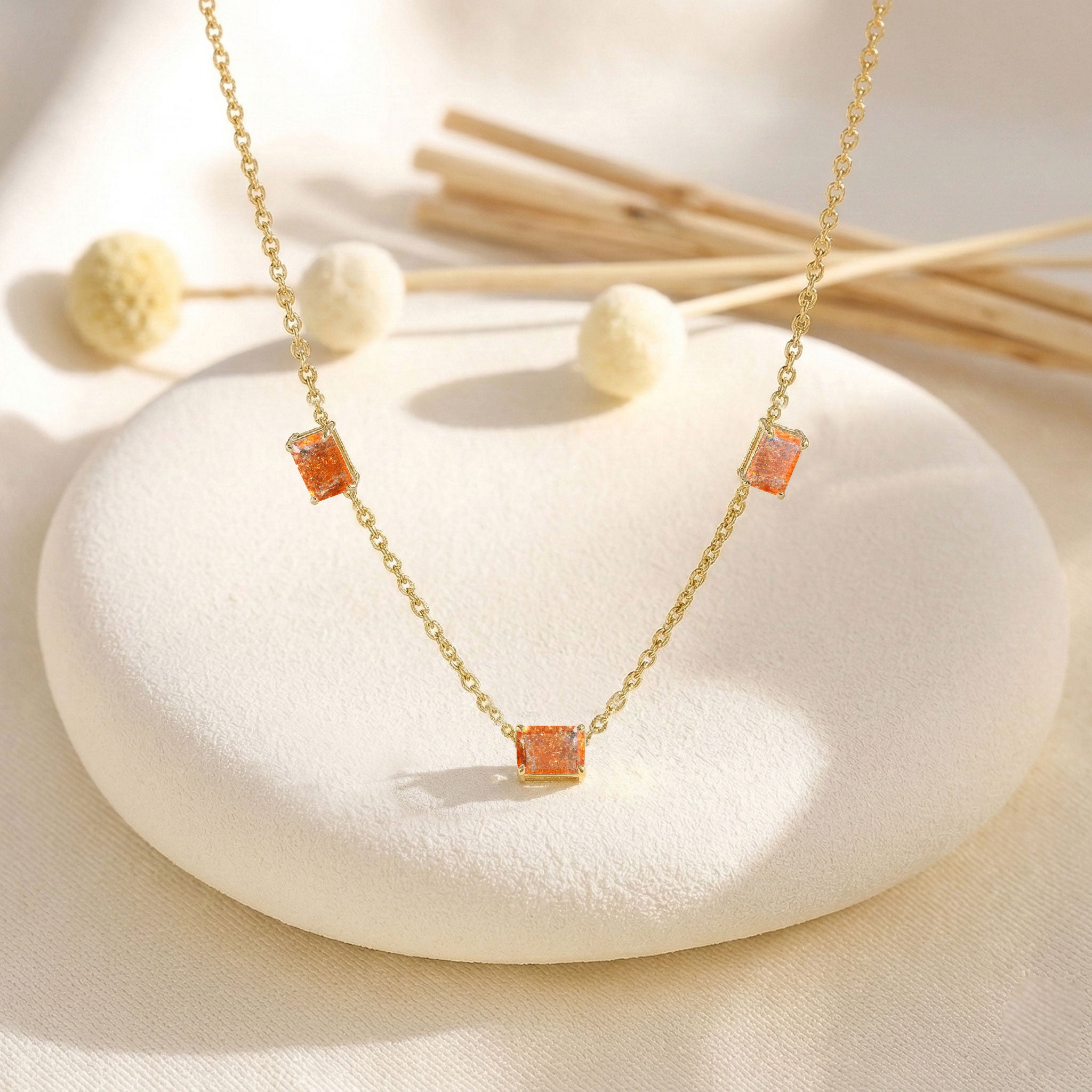 Minimalist Sunstone layering necklace with elegant design
