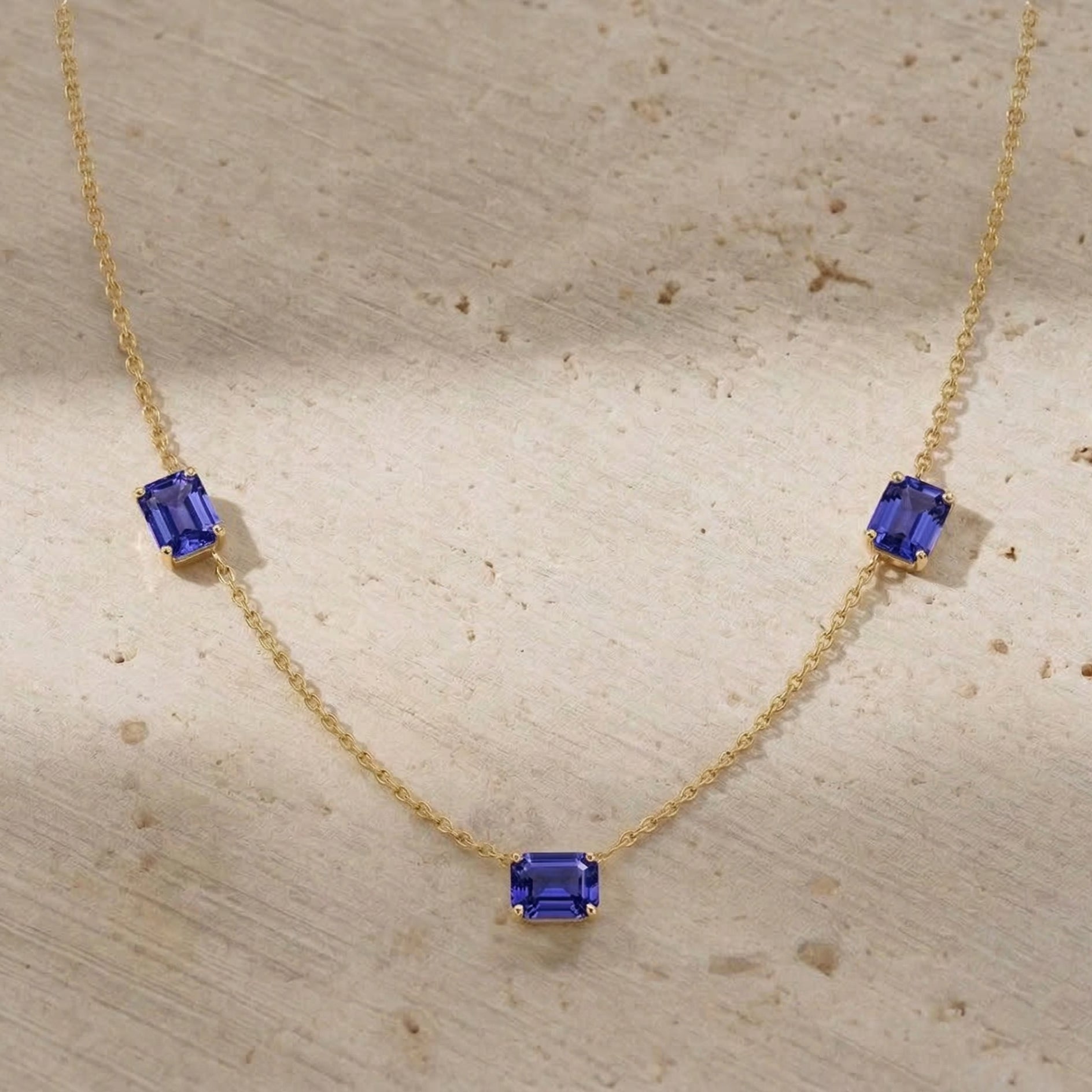 925 sterling silver Tanzanite necklace with blue purple gemstone accents
