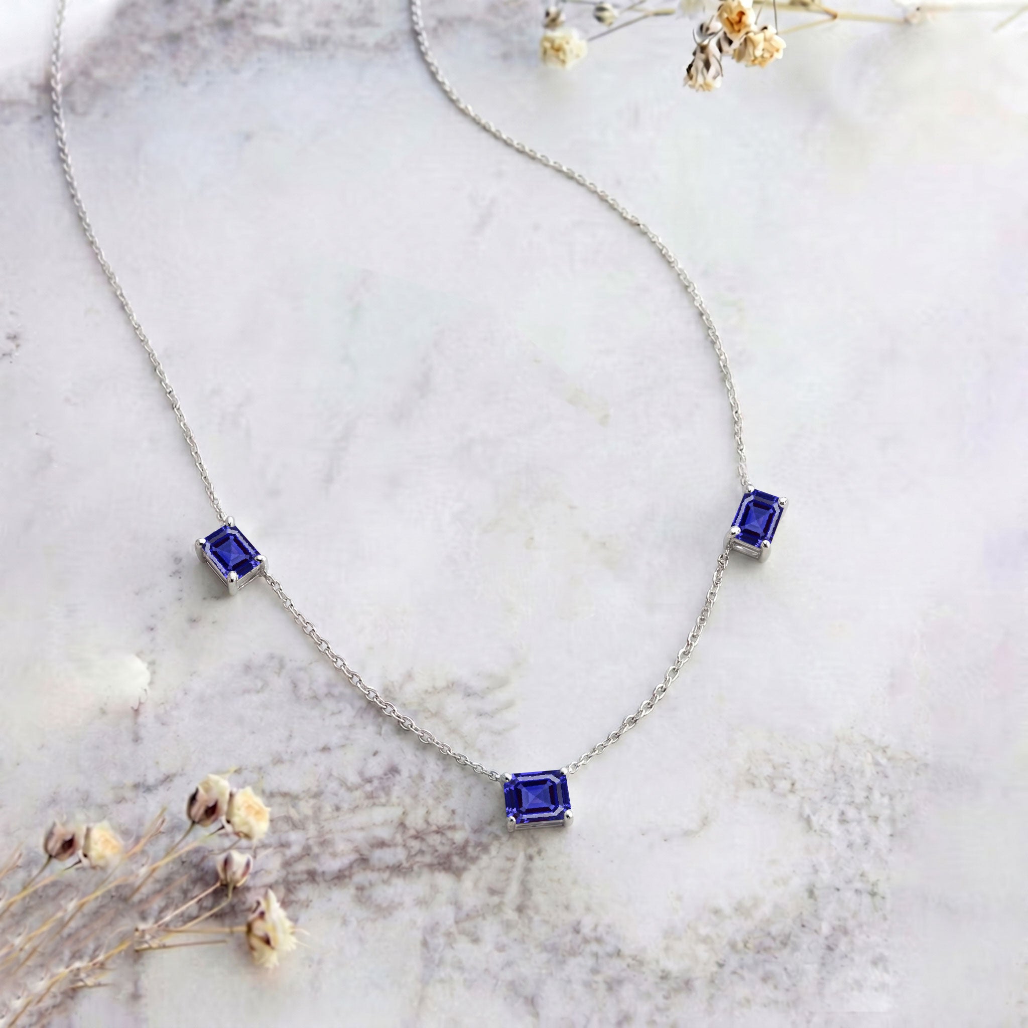 December birthstone Tanzanite necklace for women with elegant design
