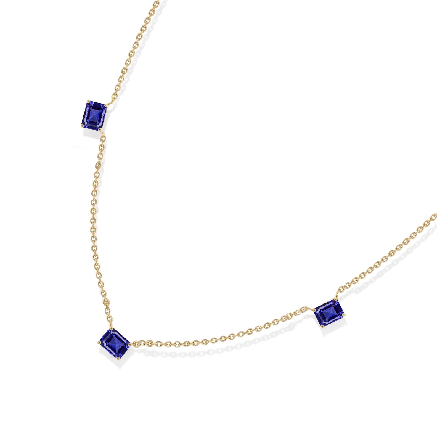 Elegant December birthstone Tanzanite station necklace with natural gemstones