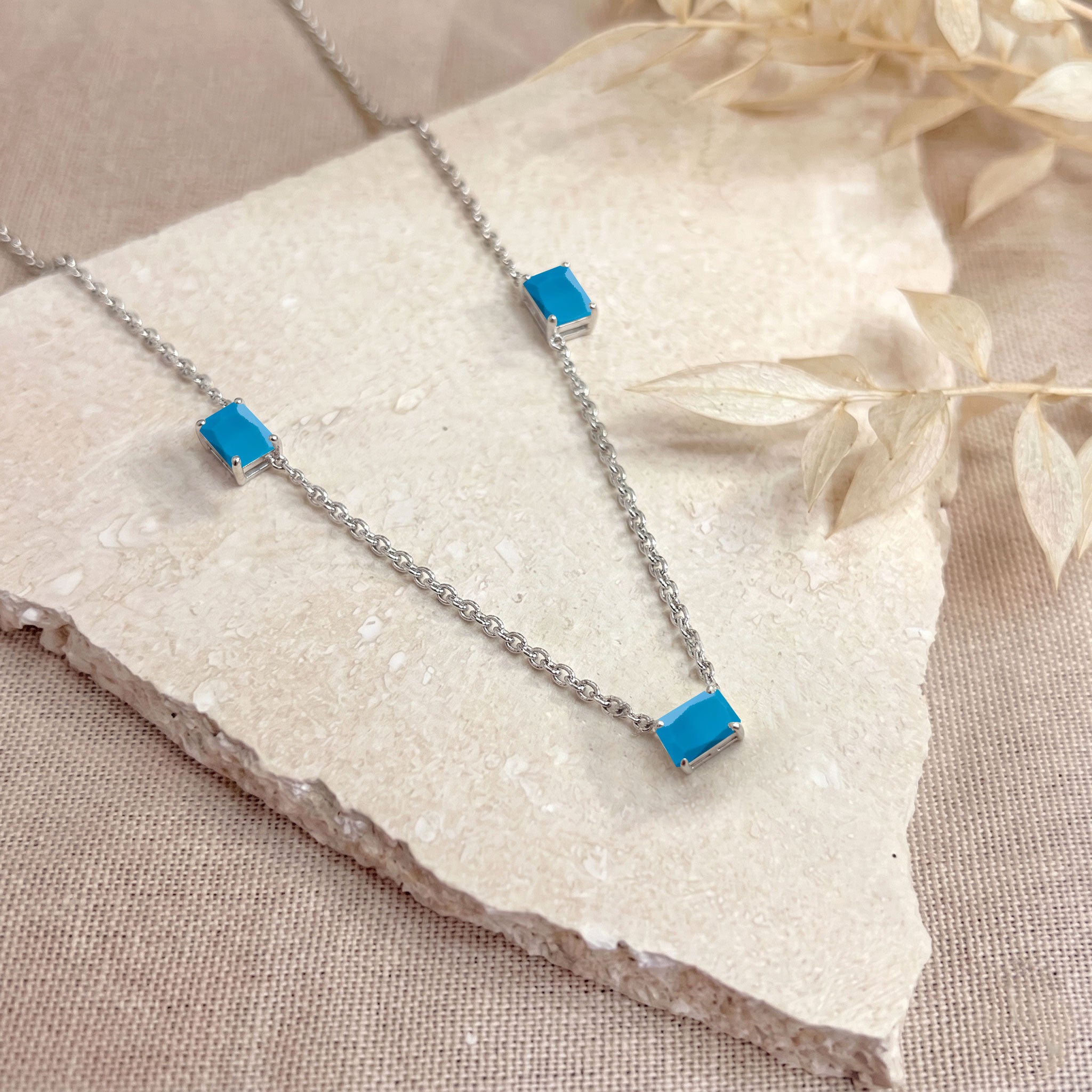 Dainty Turquoise station necklace jewelry for women
