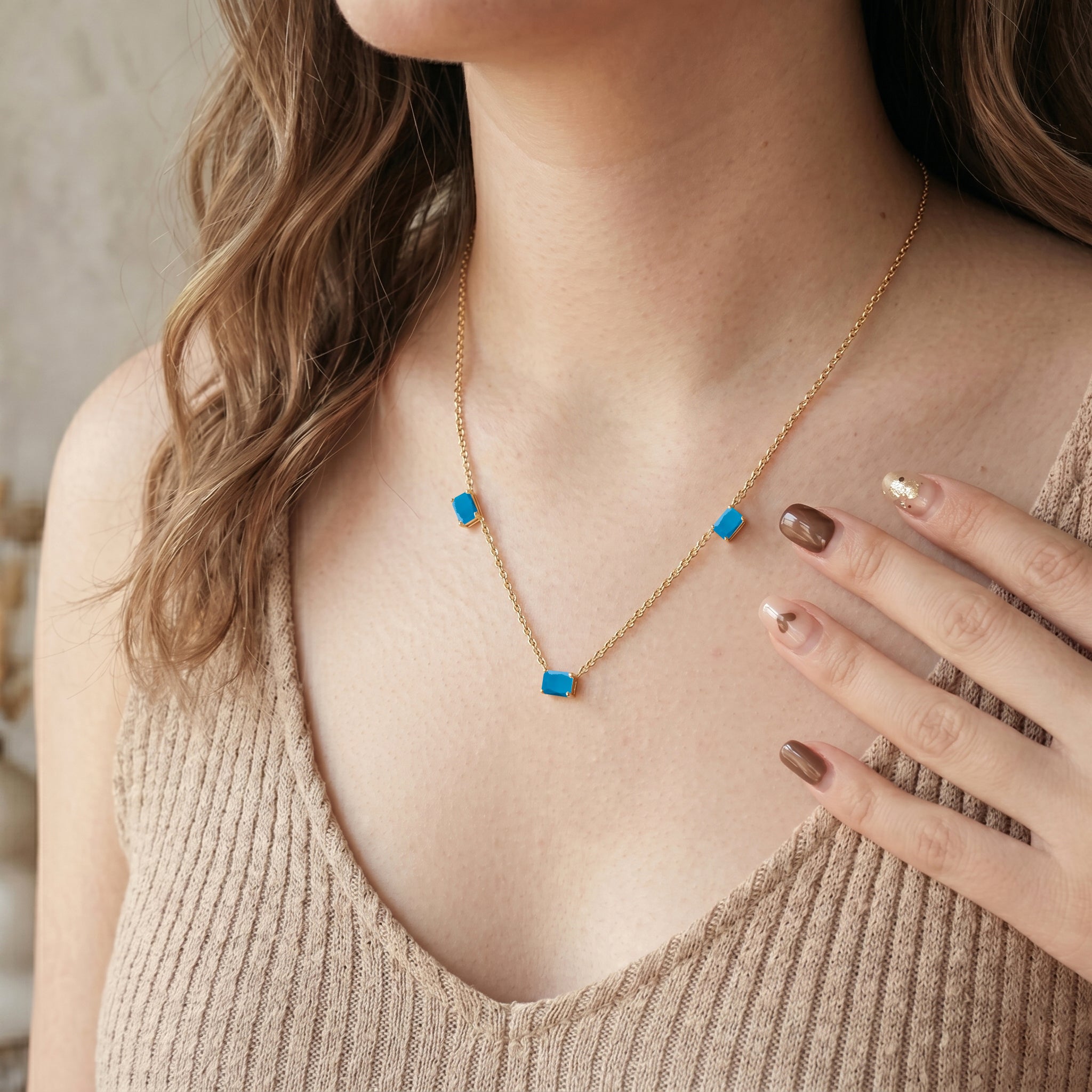 Rose gold filled Turquoise gemstone necklace
