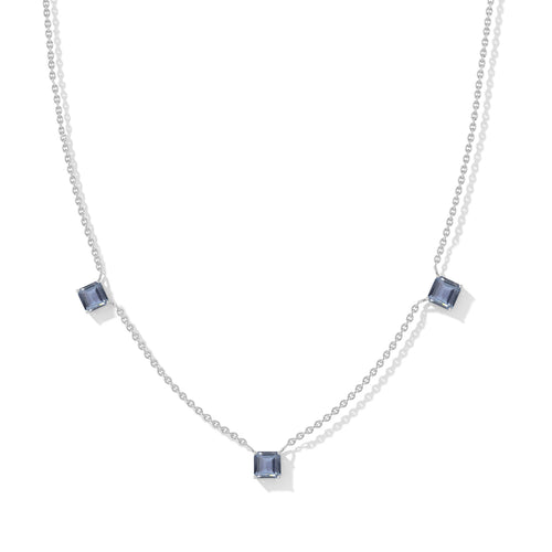 Three Stone Alexandrite Station Necklace in 925 Sterling Silver