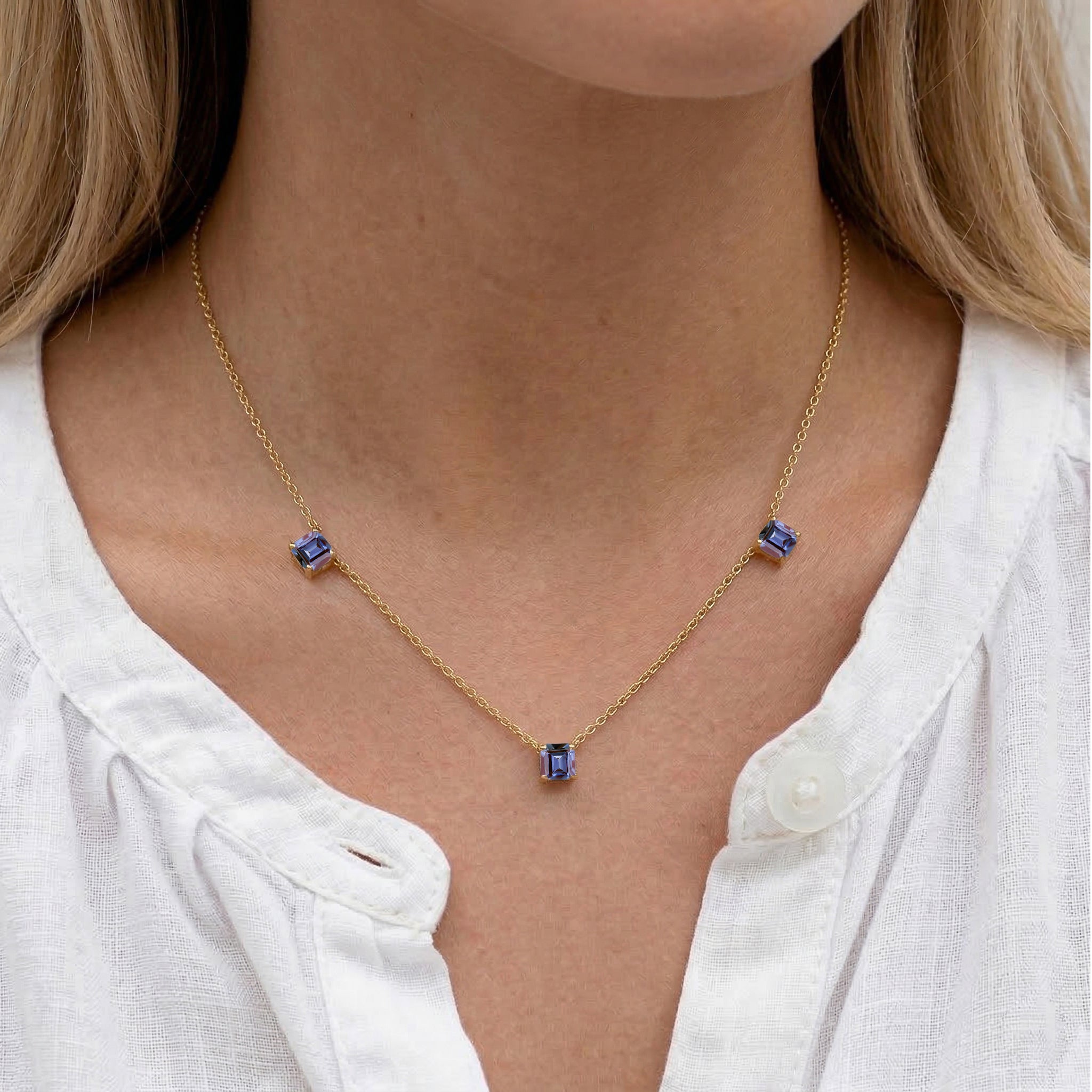Alexandrite necklace for women | June birthstone fine gemstone jewelry
