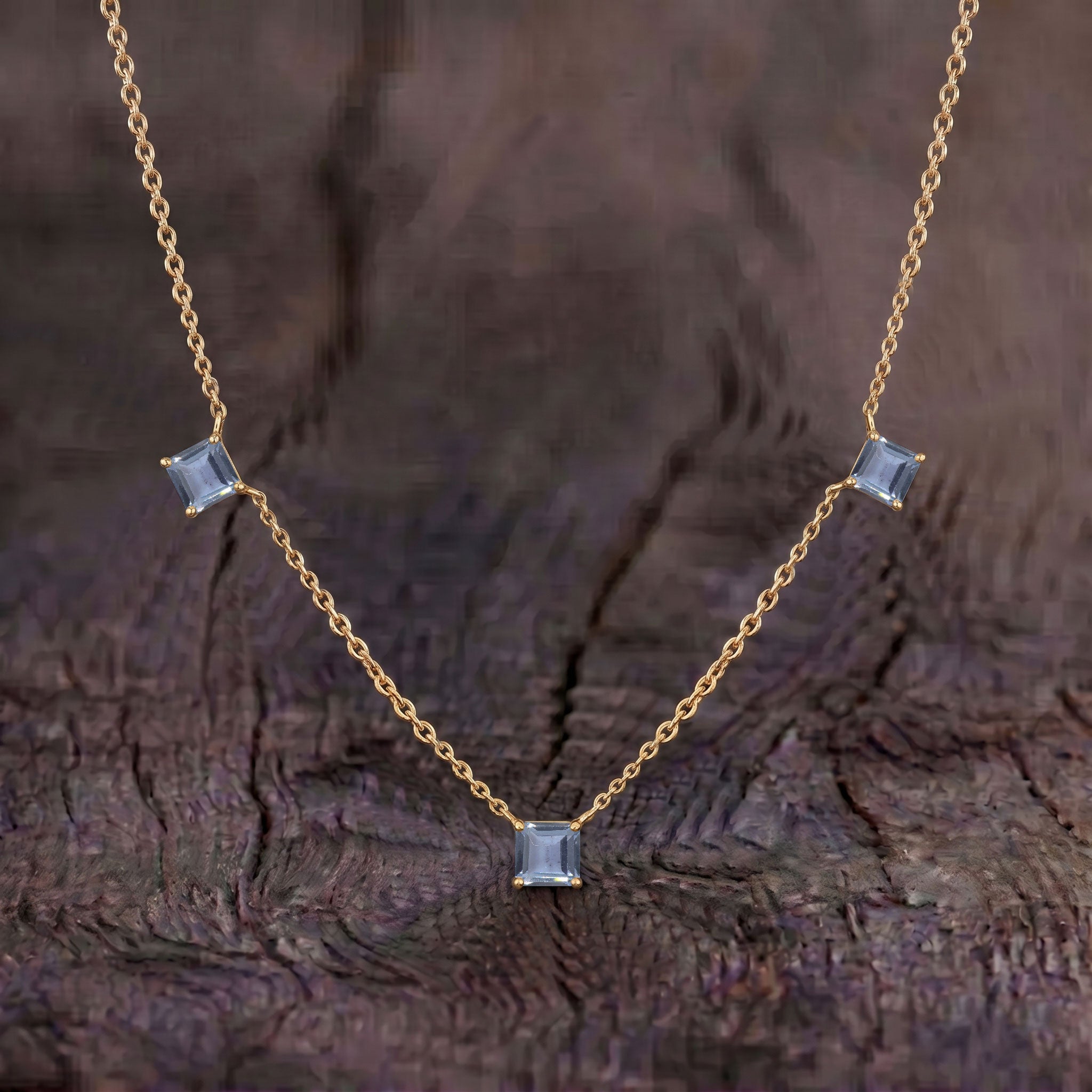Delicate Alexandrite necklace showcasing premium Asscher cut gemstones.
