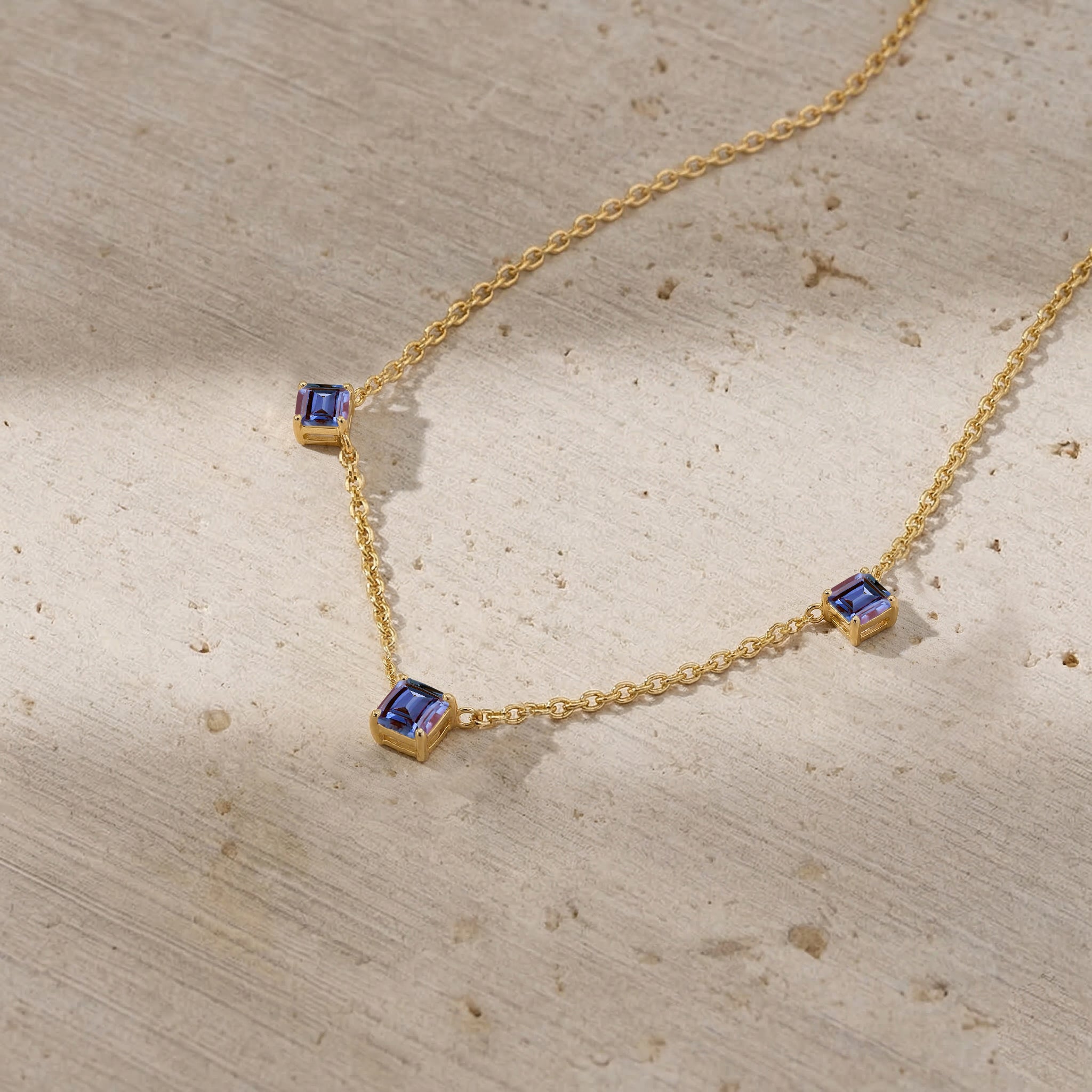 Luxury Alexandrite jewelry necklace with rare color changing gemstones.
