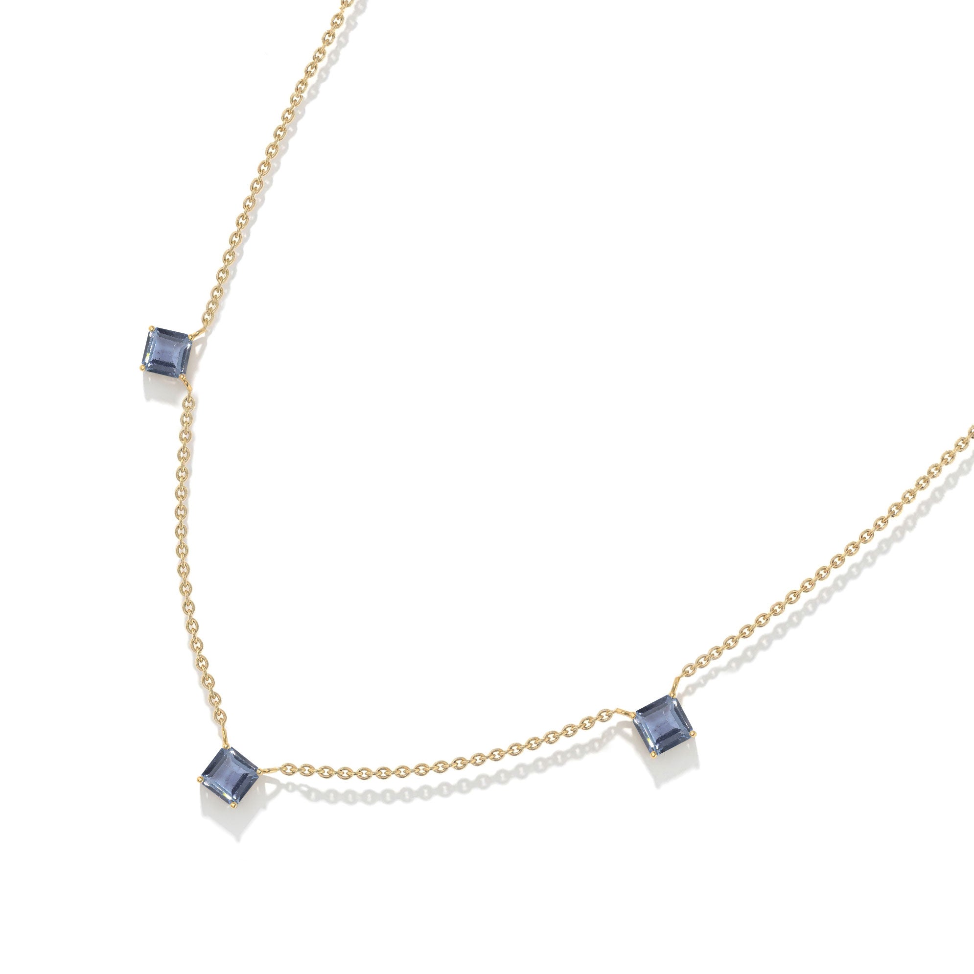 Alexandrite Asscher cut gemstone necklace | Yellow gold filled jewelry
