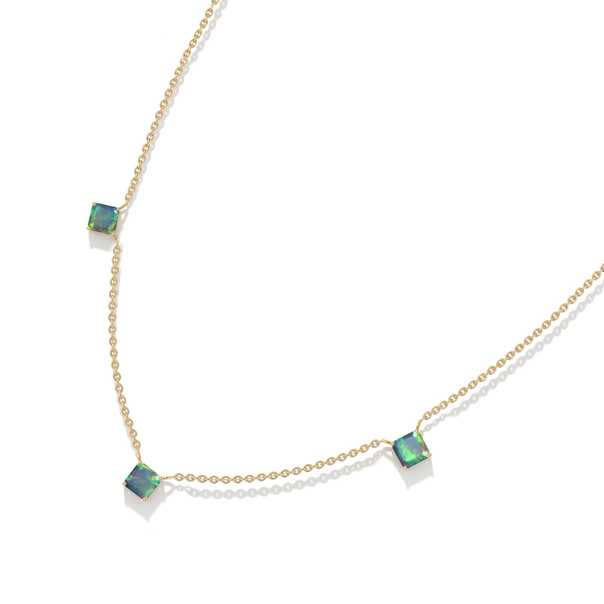 Black Opal fine jewelry necklace in sterling silver with yellow gold filled finish
