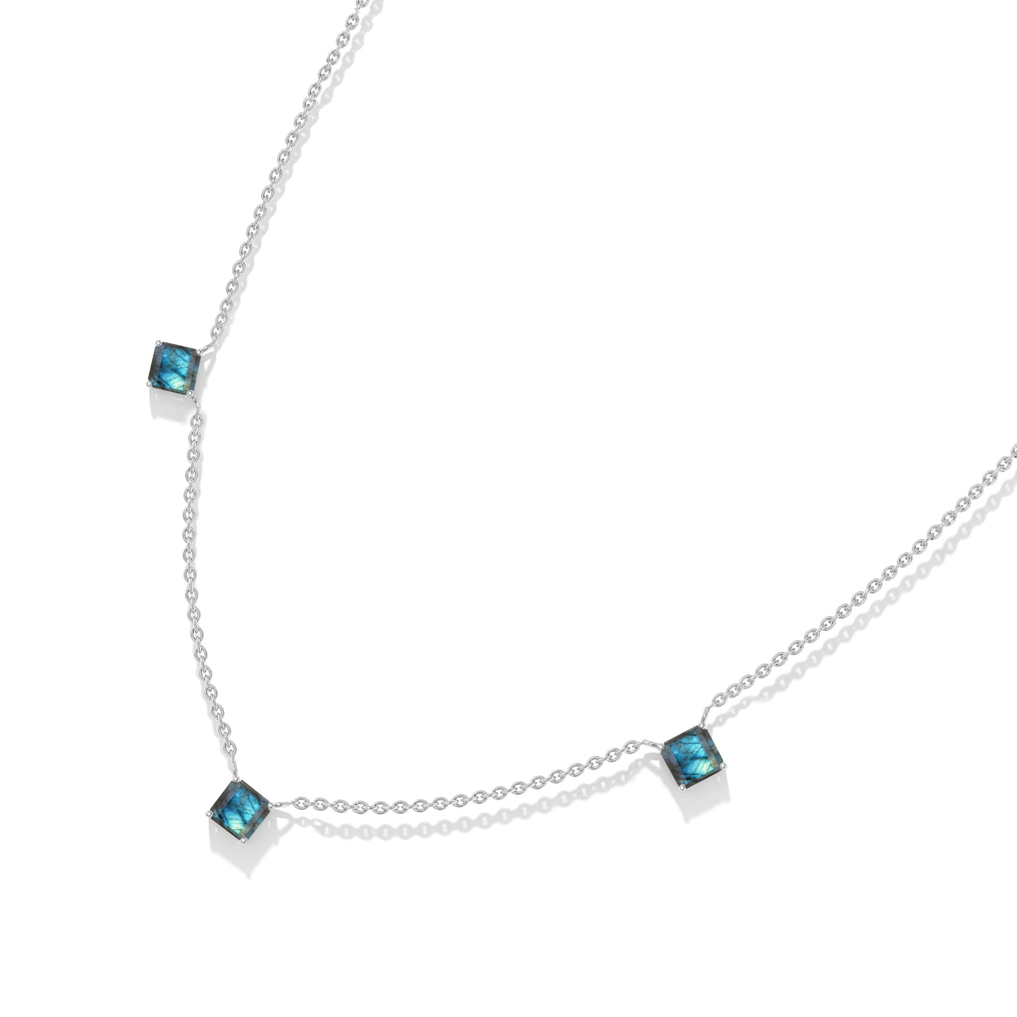 Timeless Labradorite Asscher cut necklace for women in fine jewelry."