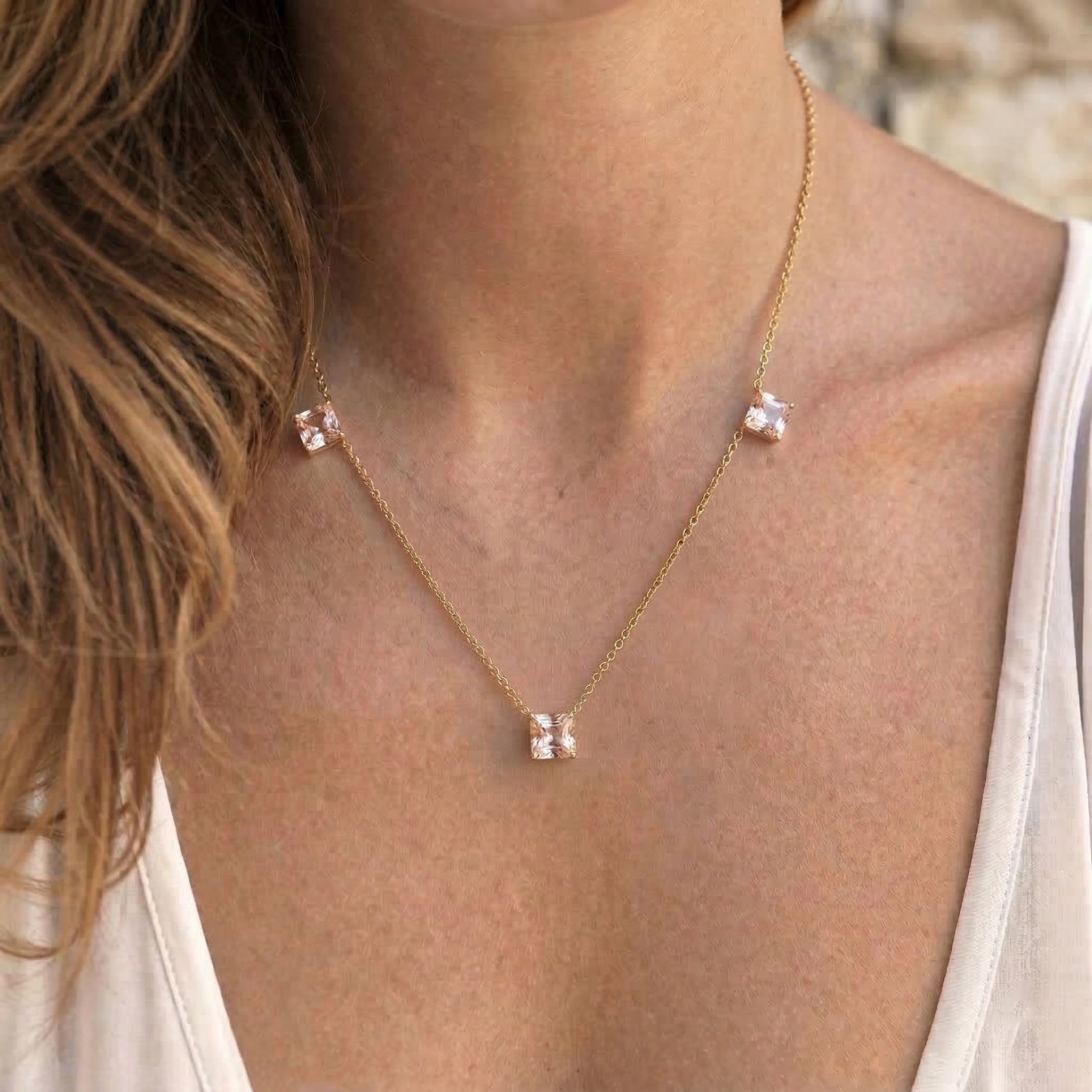 Beautiful Morganite necklace in sterling silver, perfect as a thoughtful gift for her."