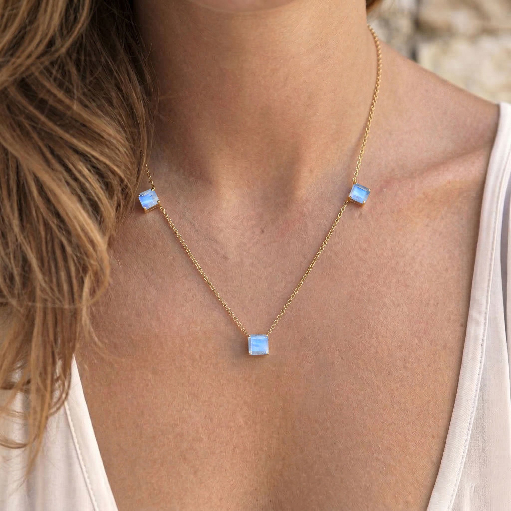 Beautiful Moonstone necklace in sterling silver, perfect as a June birthstone gift for her."