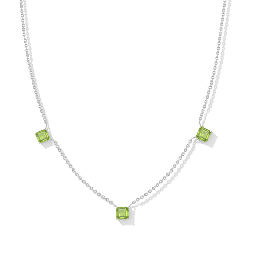 Natural Peridot Station Necklace in 925 Sterling SIlver