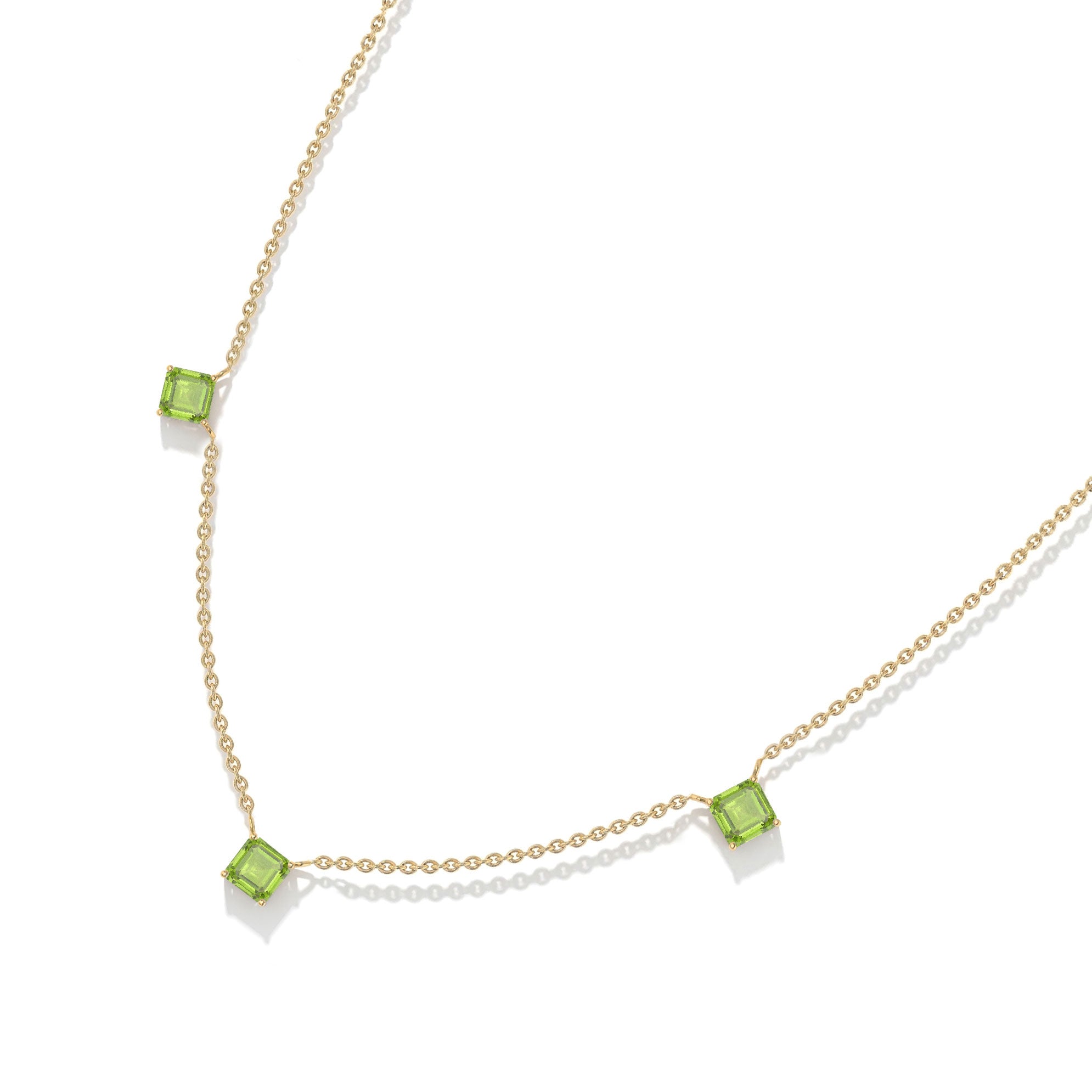 Genuine green Peridot gemstone station necklace.
