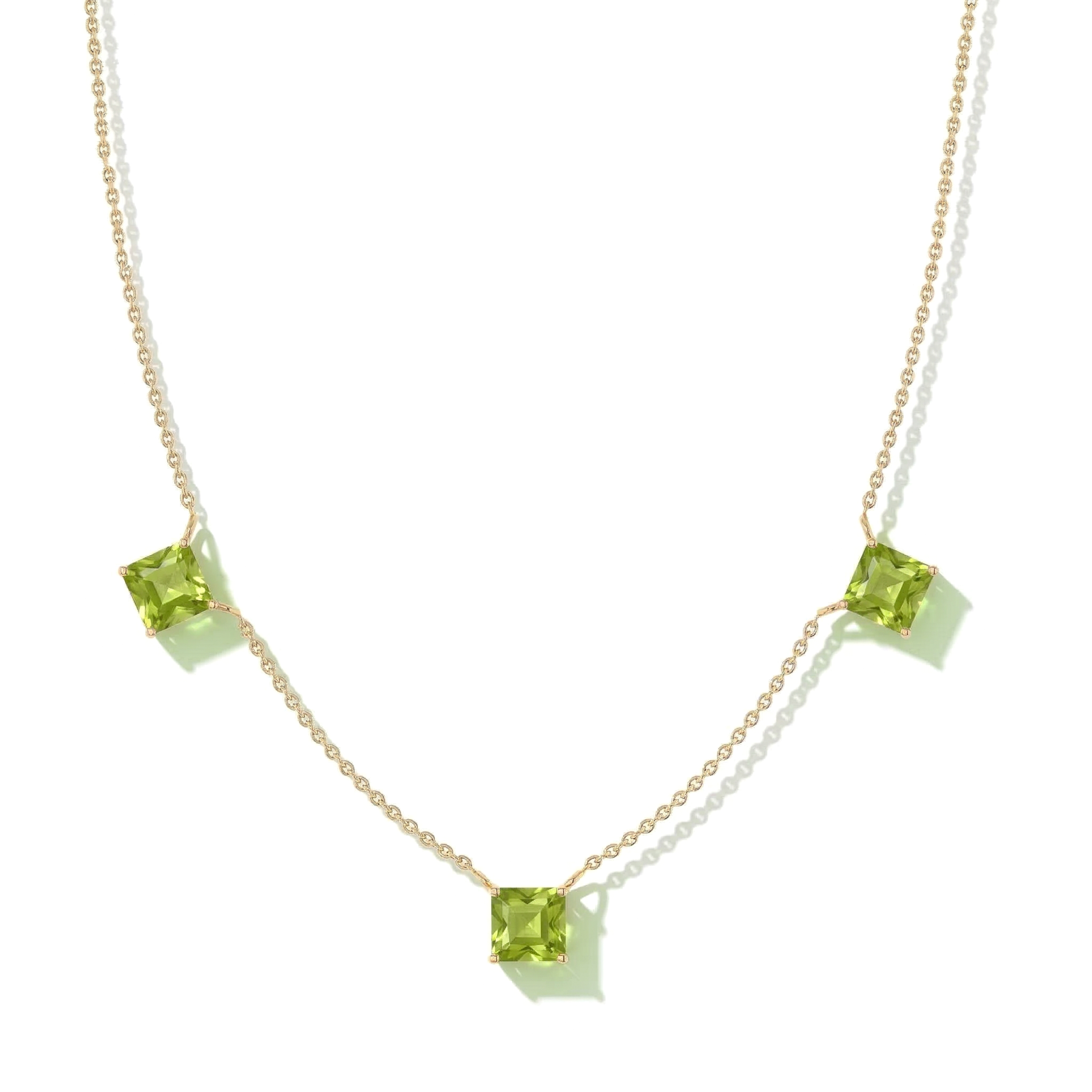 Peridot birthstone necklace with elegant gold filled design.
