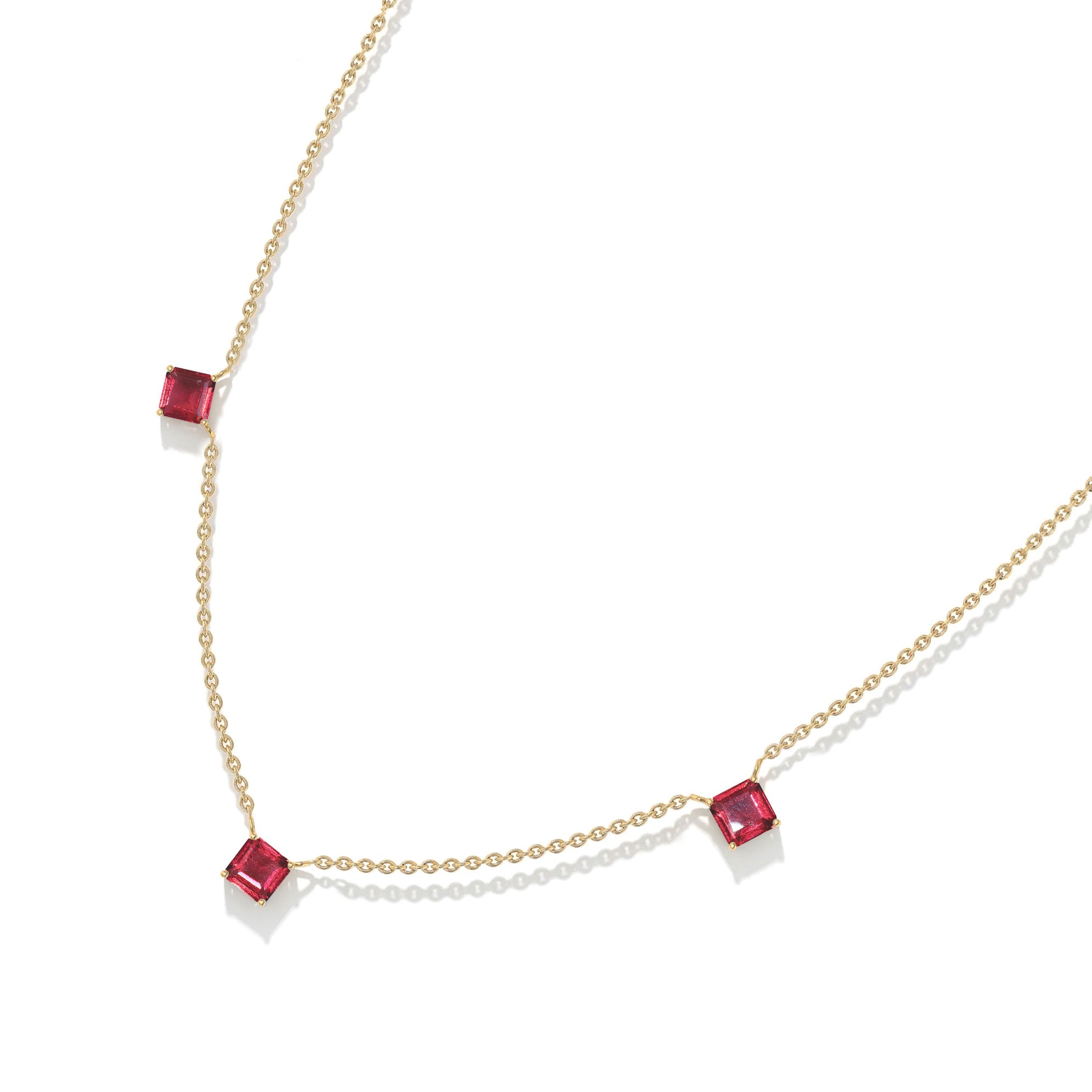 Minimalist October birthstone necklace with Pink Tourmaline gemstones and sterling silver craftsmanship.

