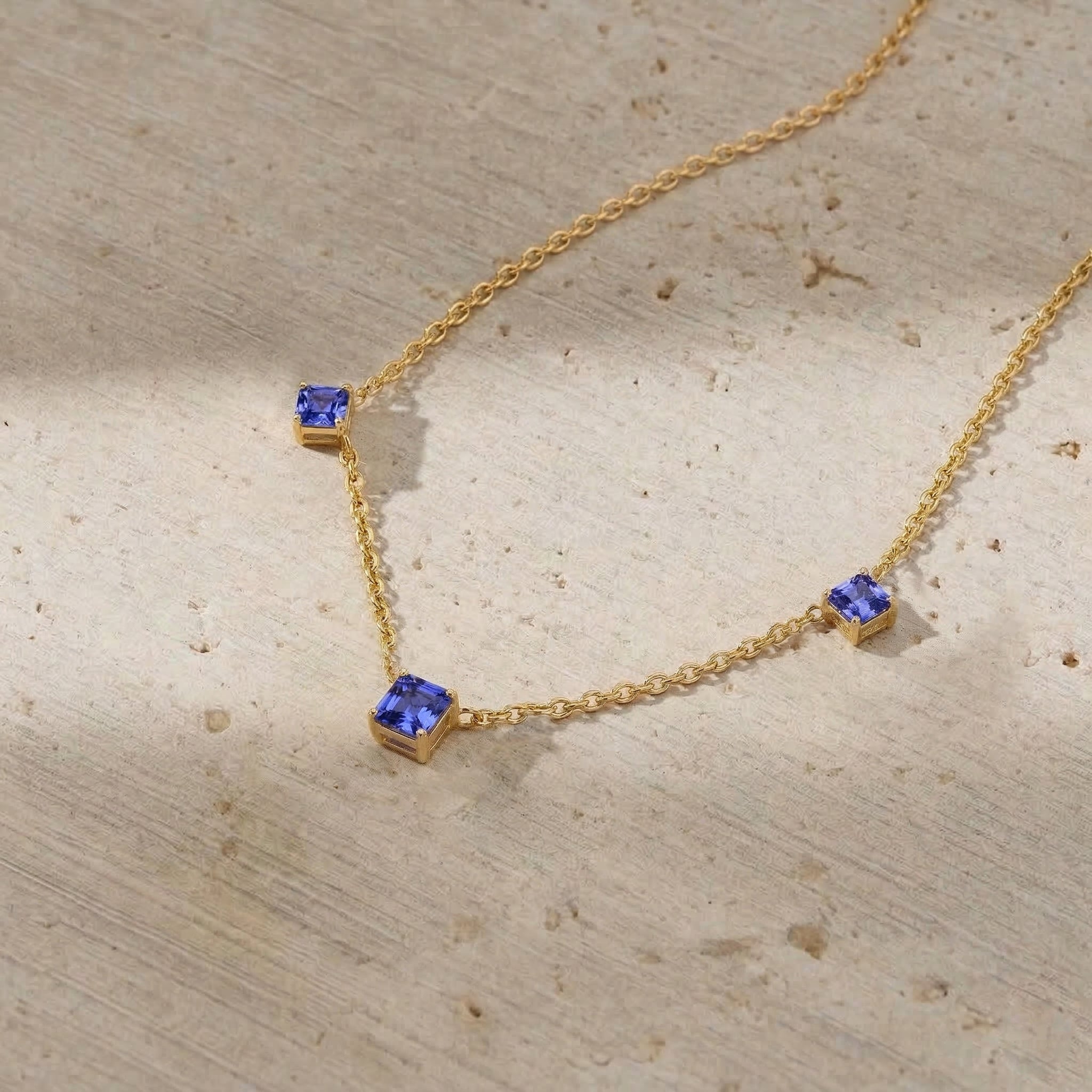 Tanzanite station necklace with timeless design, perfect December birthstone gift for her."