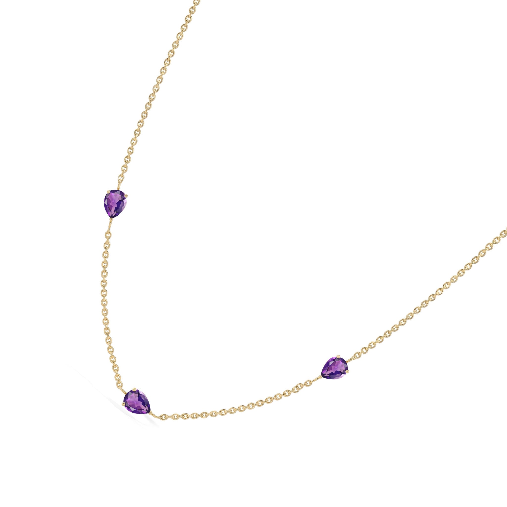 Adjustable Amethyst necklace with yellow gold filled chain.
