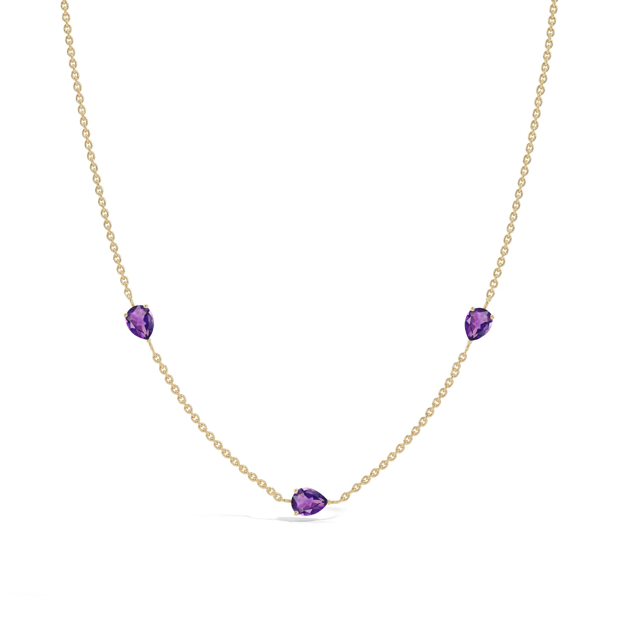 Minimalist purple gemstone necklace in sterling silver.
