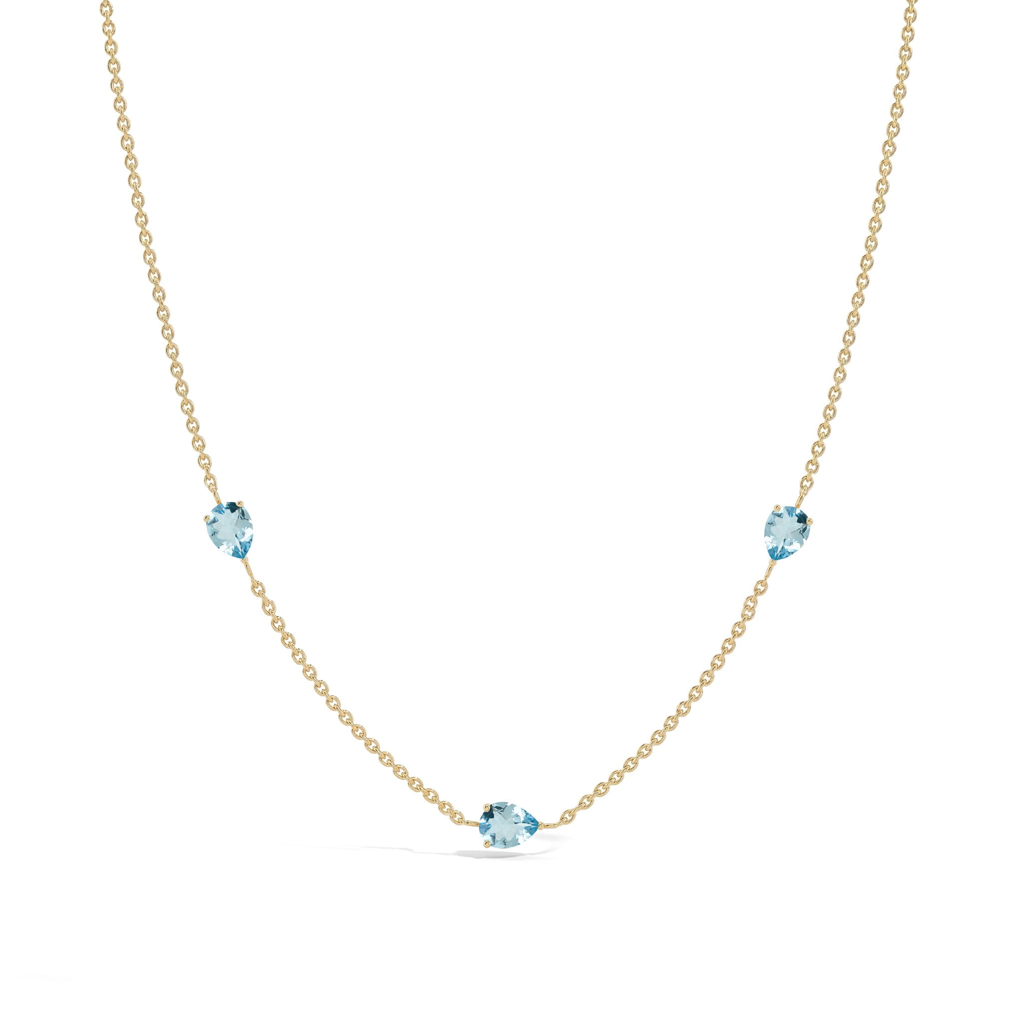Pear cut Aquamarine necklace with 925 sterling silver and gold filled finish
