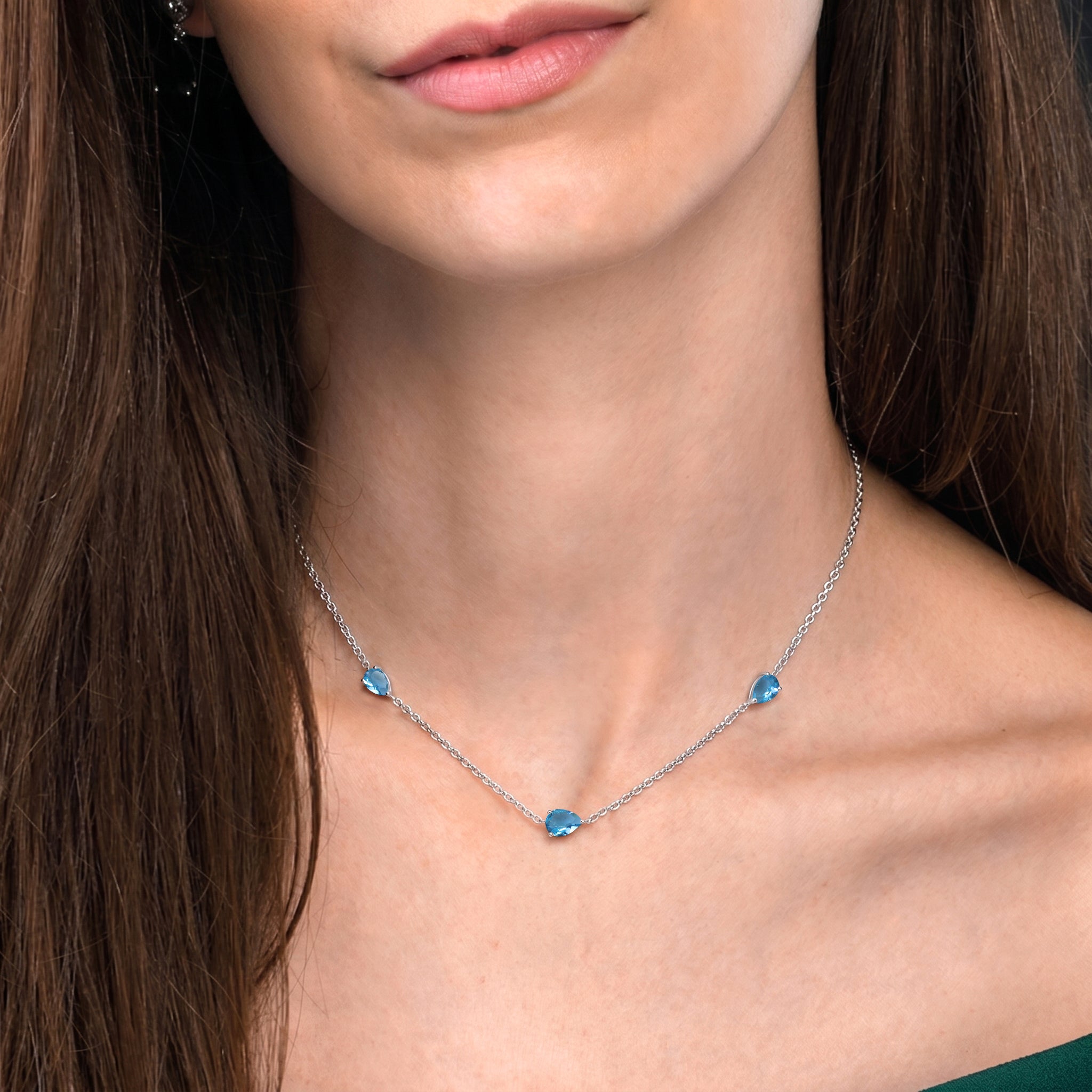 Elegant Blue Topaz gemstone necklace for women