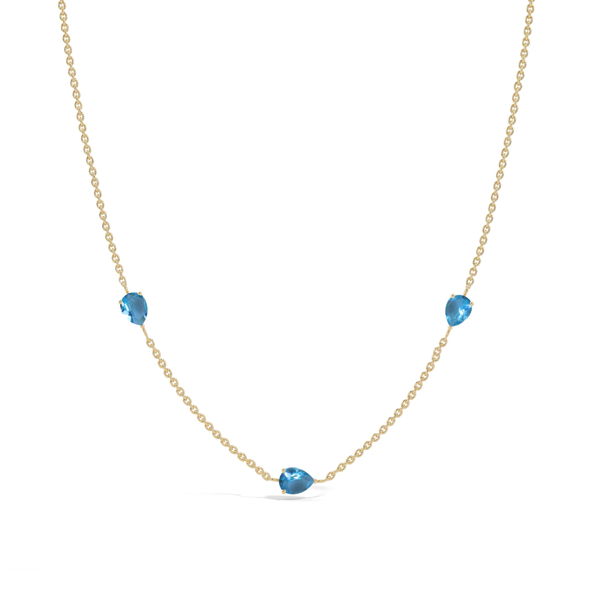 
Pear cut Blue Topaz necklace in 925 sterling silver jewelry