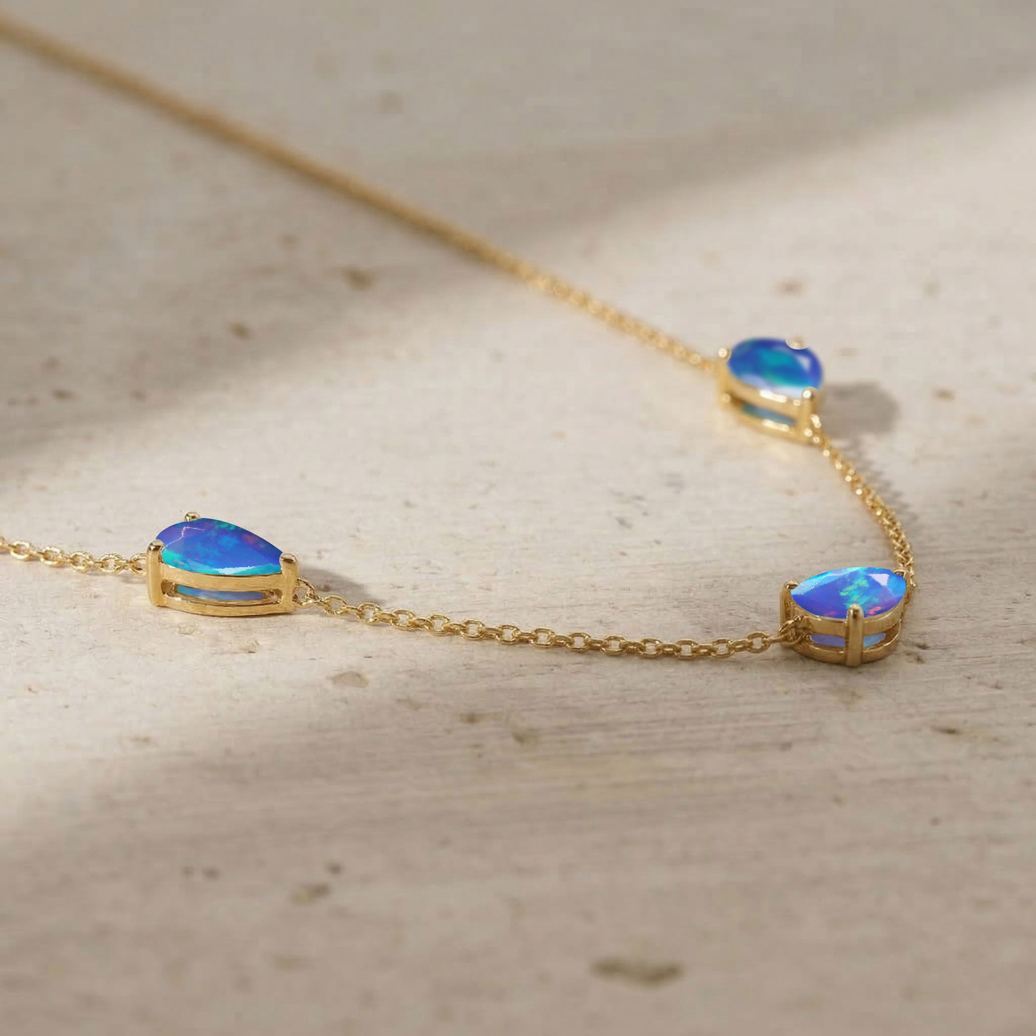 Luxury Blue Opal birthstone necklace for women
