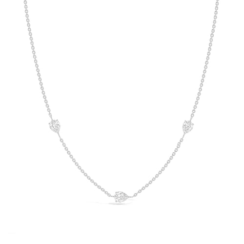Moissanite Three Stone Necklace in 925 Sterling Silver
