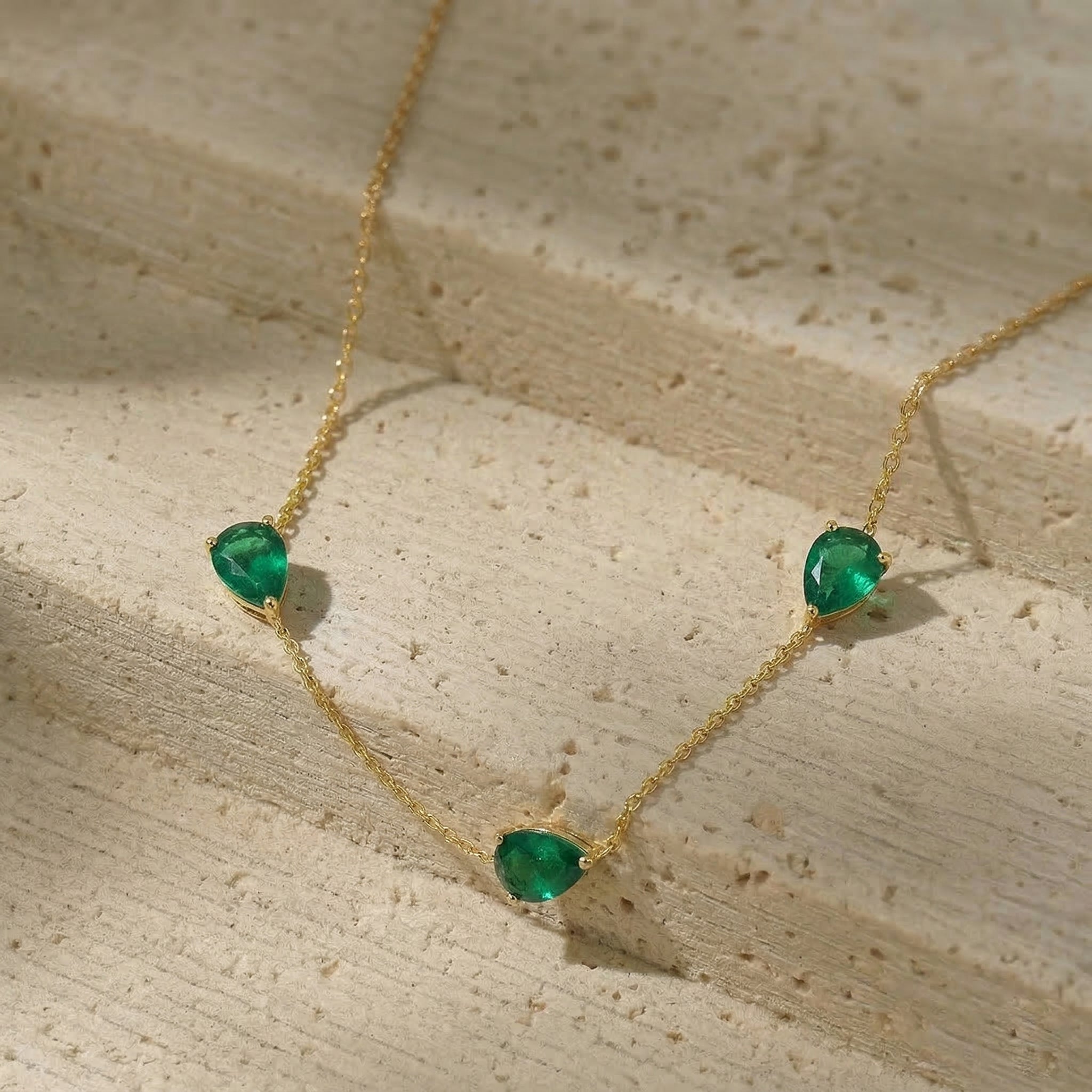 Genuine May birthstone necklace featuring Emerald gemstones
