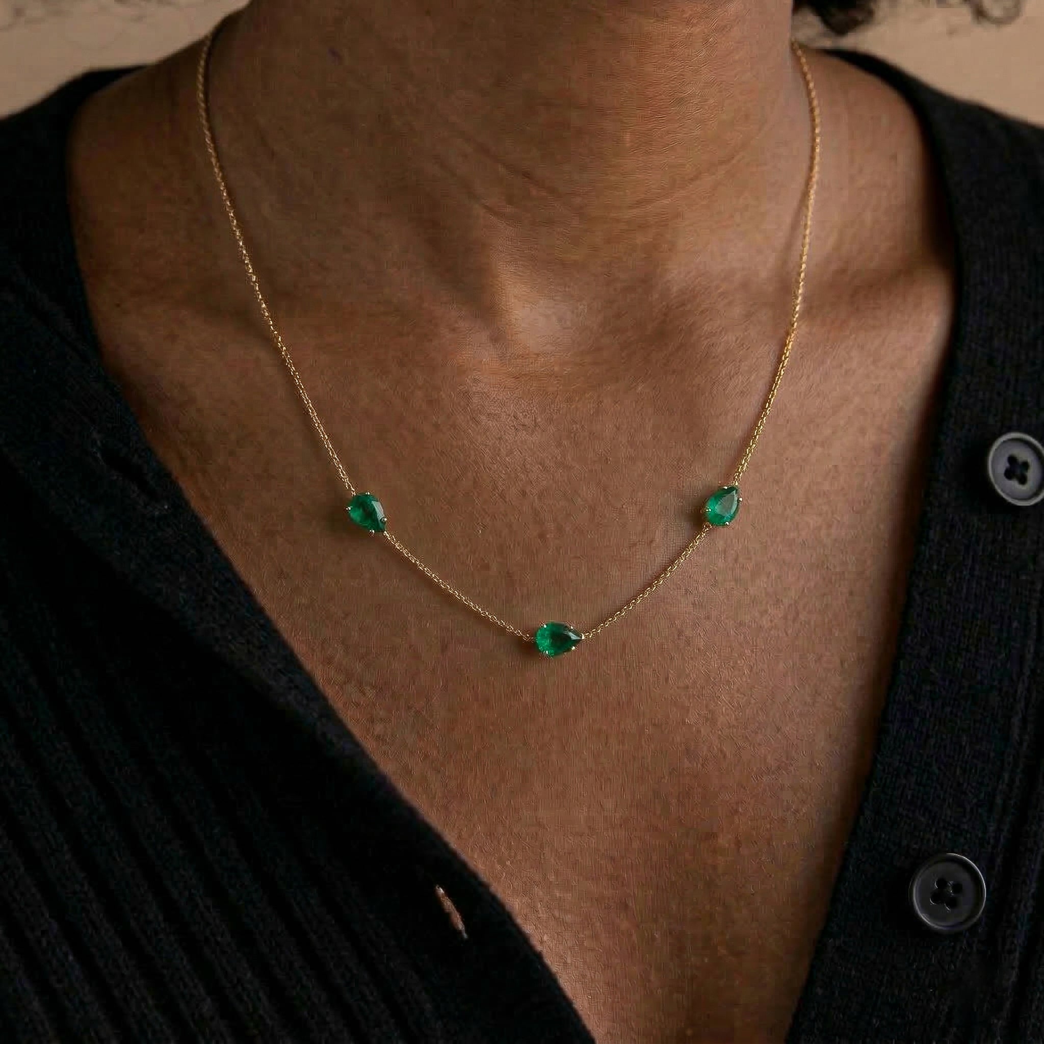 May birthstone Emerald necklace gift for her
