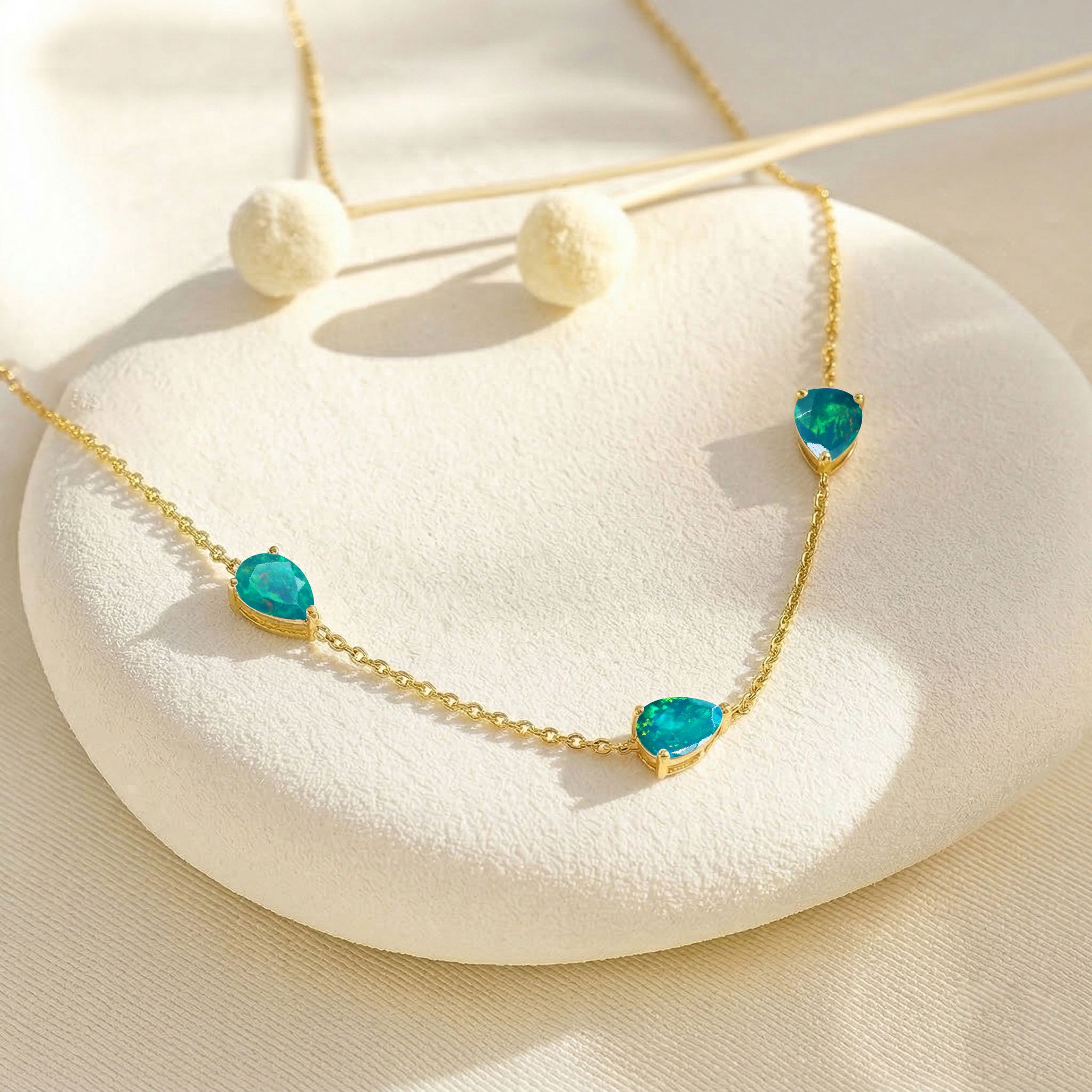 Elegant Green Opal gemstone necklace for women
