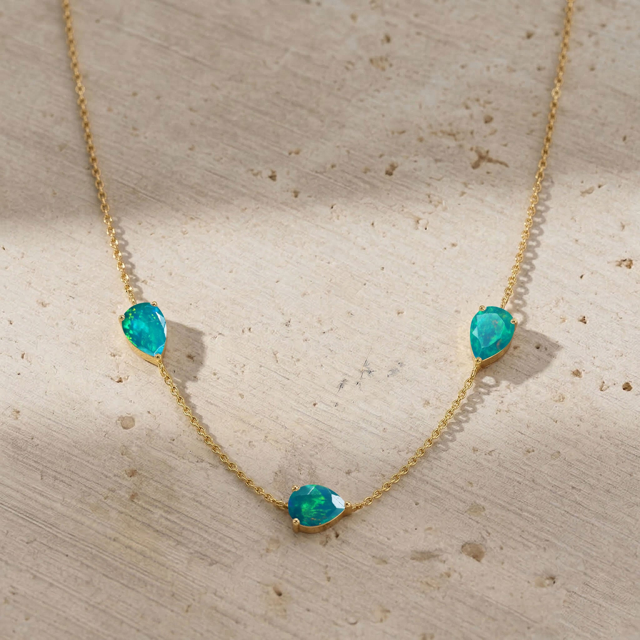 October birthstone Green Opal necklace gift for her
