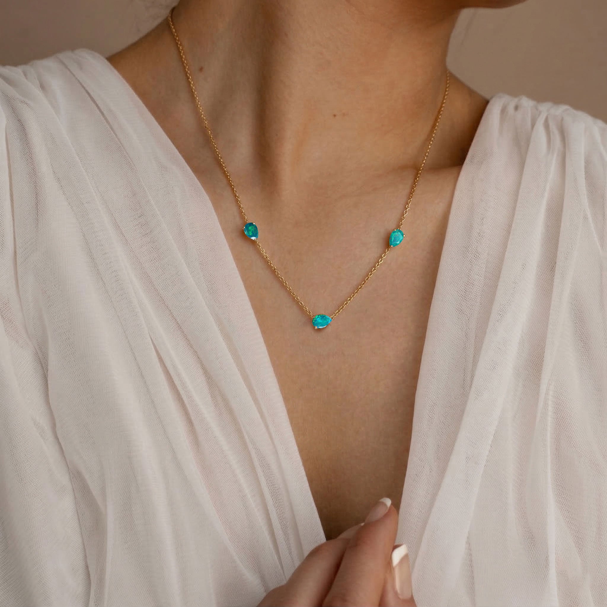 Luxury Green Opal birthstone necklace for women
