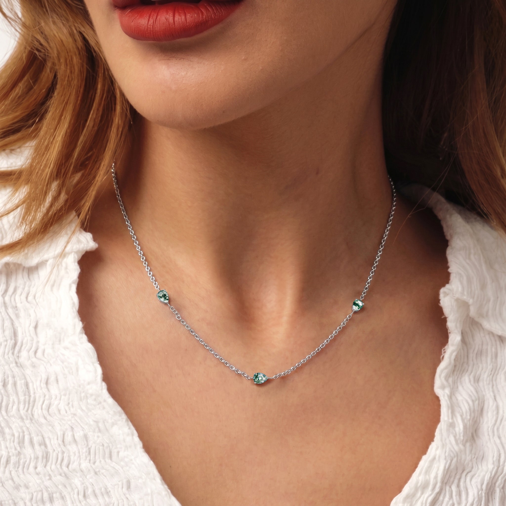 Elegant Moss Agate gemstone necklace for women
