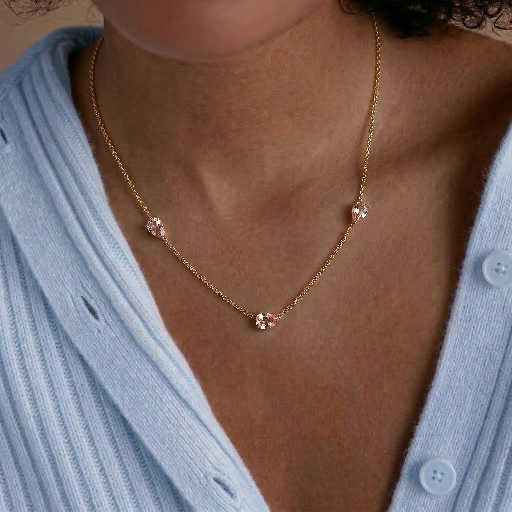 October birthstone Morganite necklace gift for her
