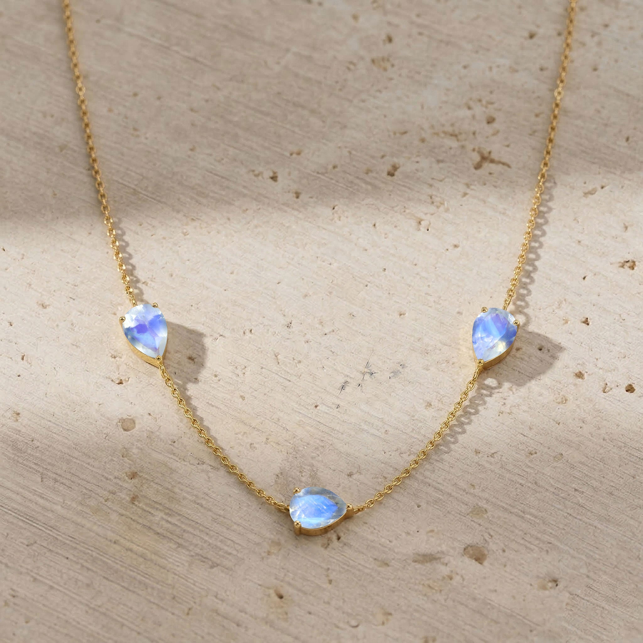 Fine jewelry Moonstone necklace in sterling silver setting
