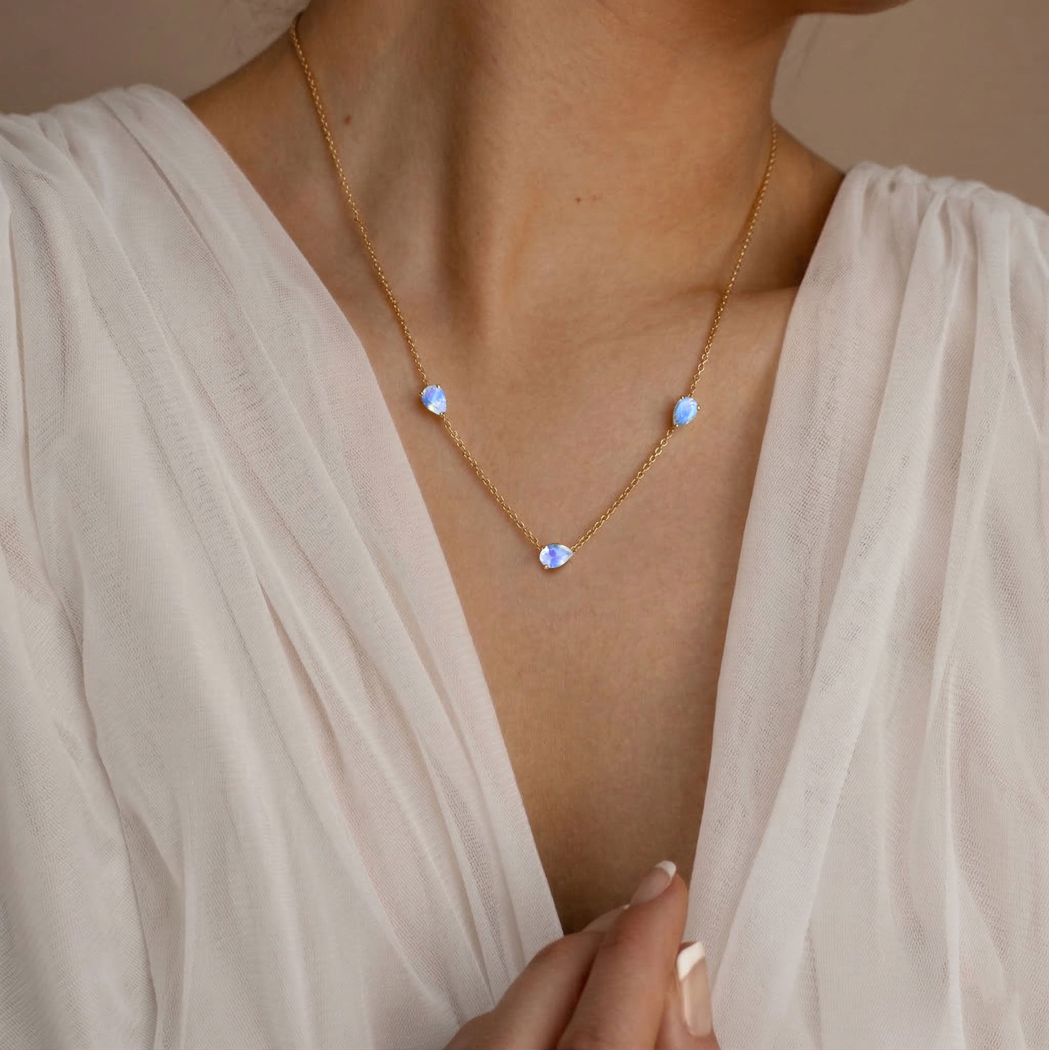 June birthstone Moonstone necklace gift for her
