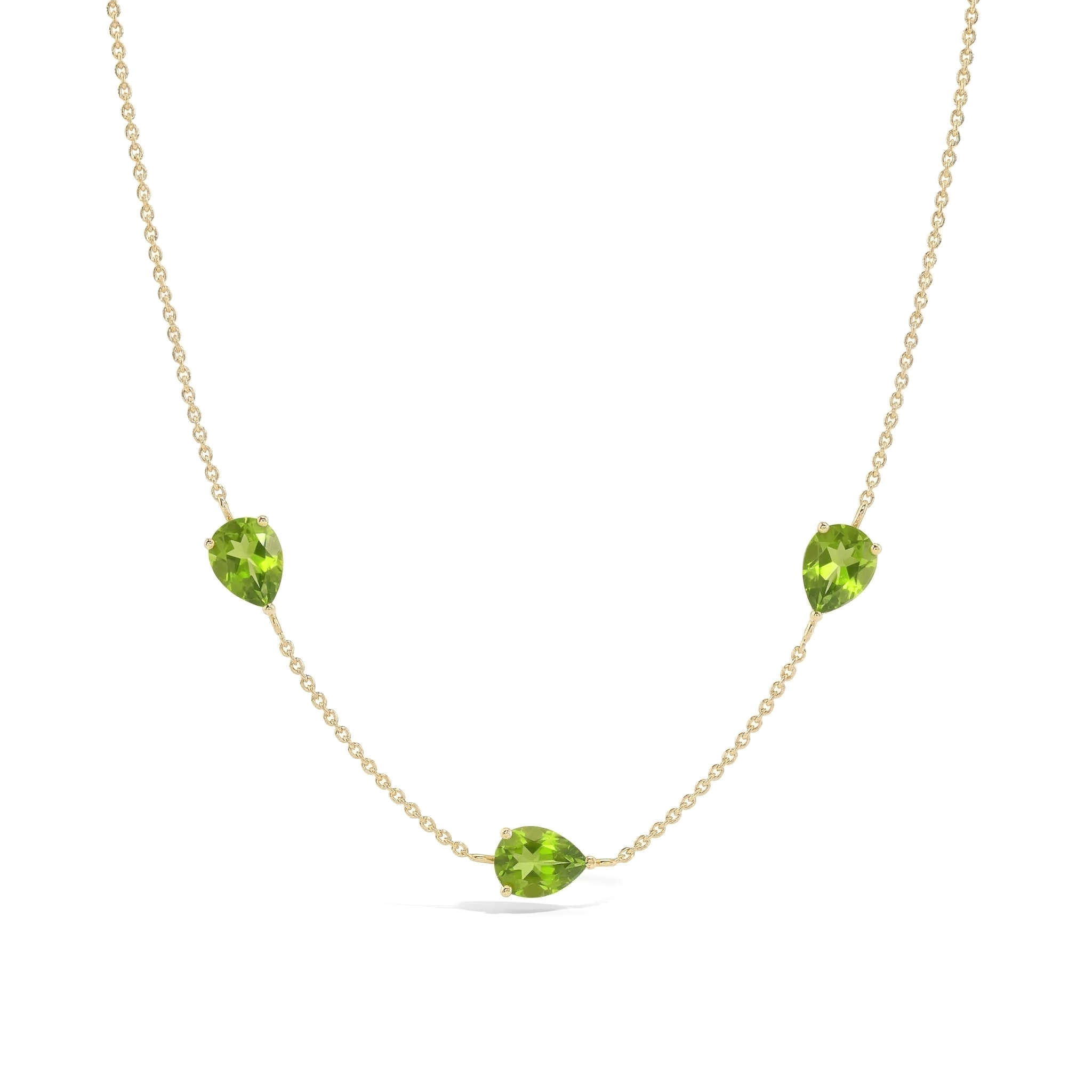 Minimalist Peridot three stone necklace for everyday wear
